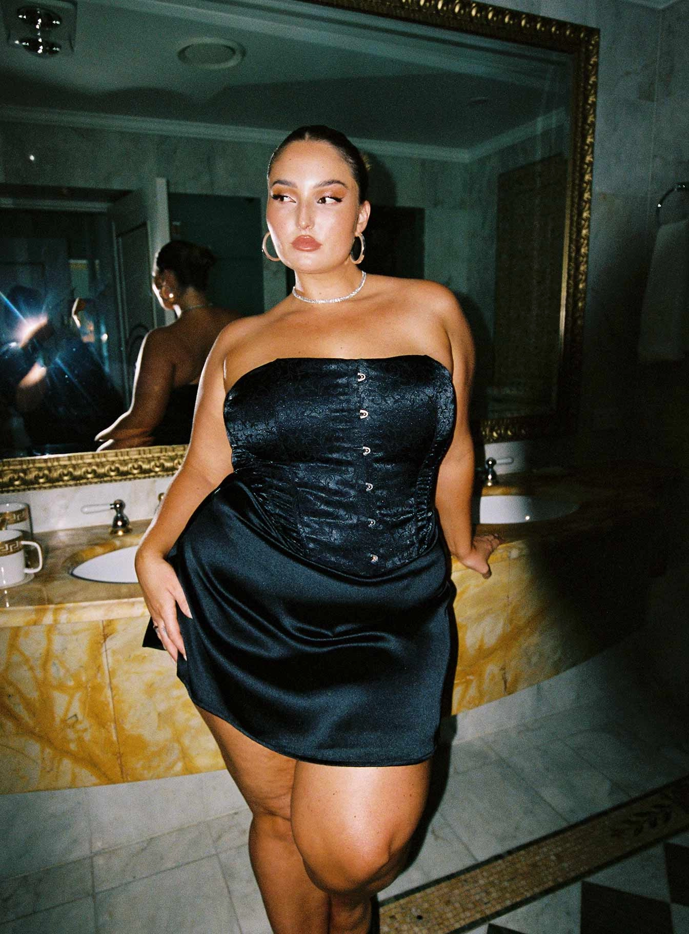 Alter Ego Mini Dress Black Curve Sweetheart Cut Light Finish