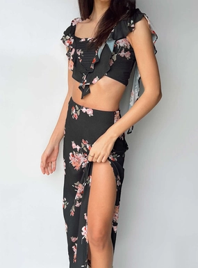 Hidden Zipper Daily Fashion So Romantic Maxi Skirt Multi