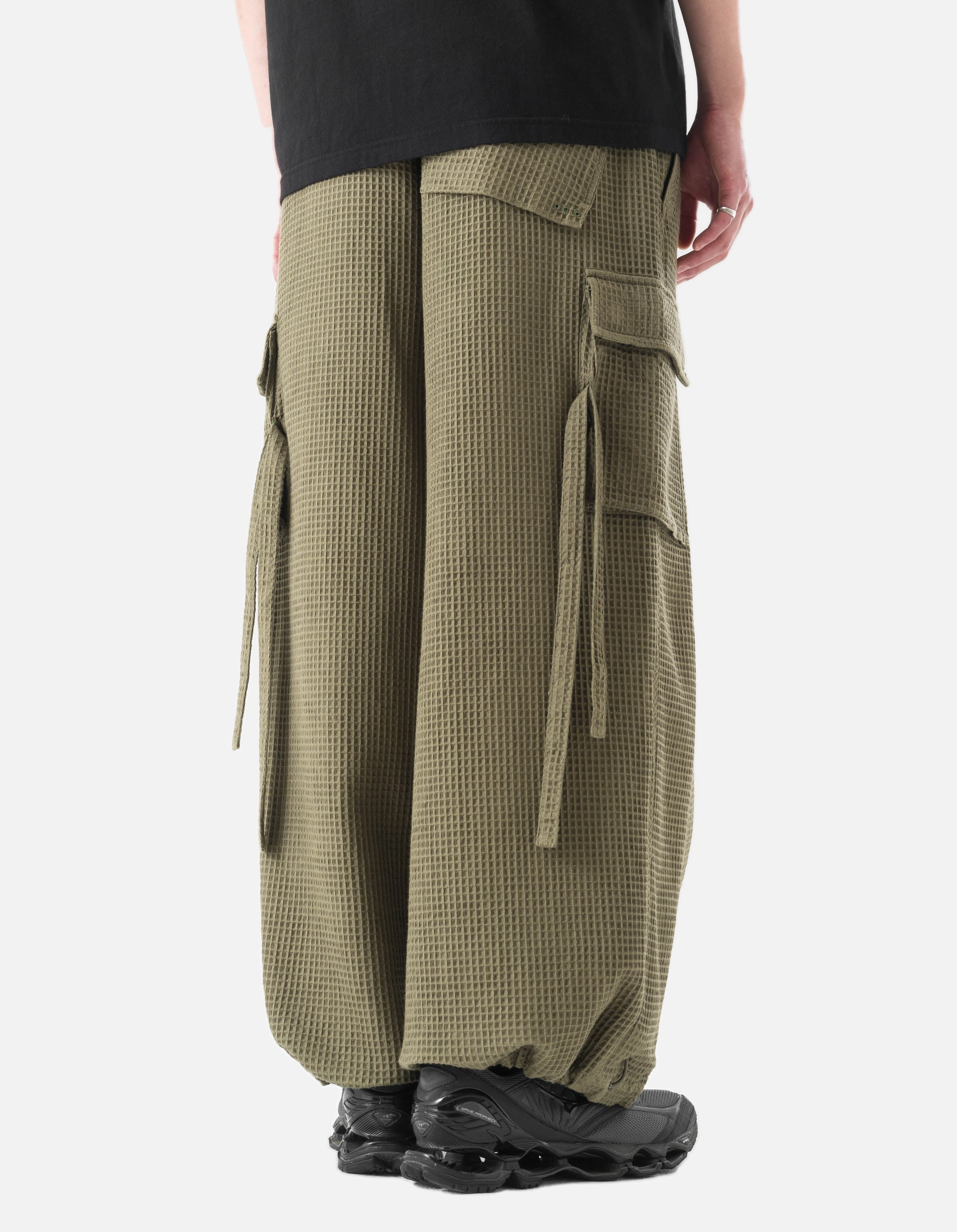 6203 Waffle Hakama Pants Olive Mesh Lined Flexible Motion