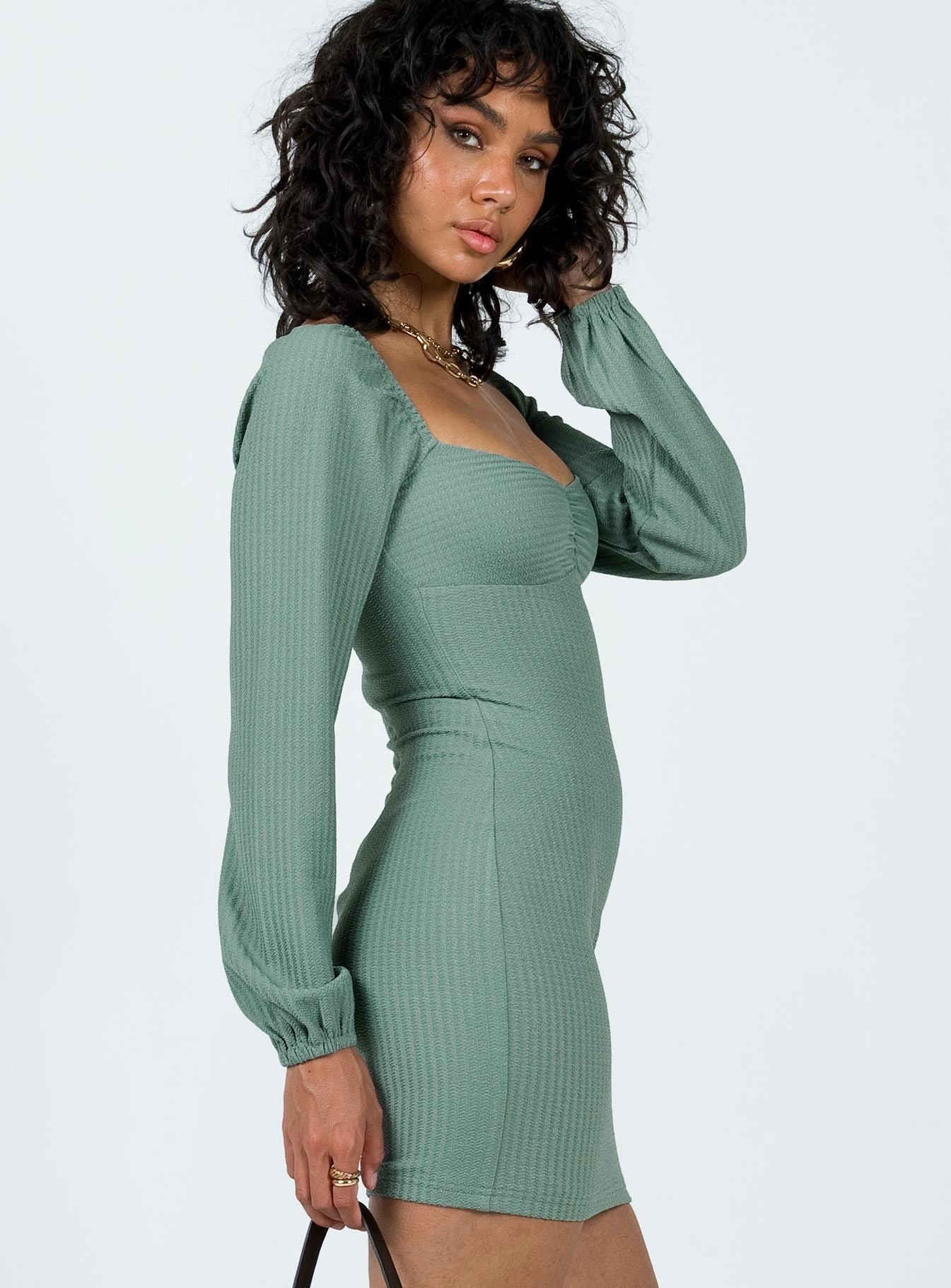 Benaud Mini Dress Green Work Flex Timeless Layering