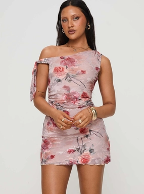 Striped-Pattern Music Up Asymmetrical Mini Dress Multi