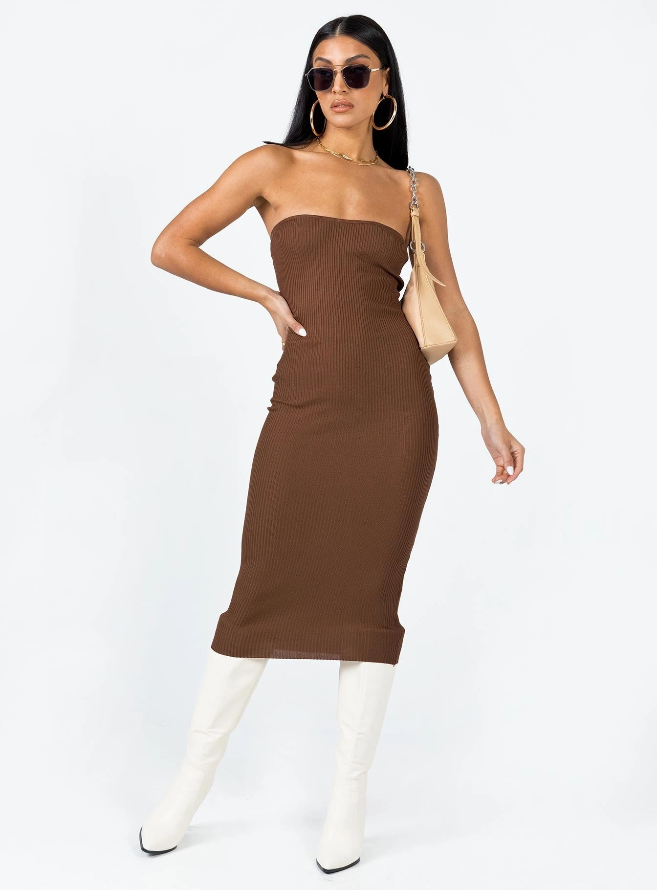 Timeless Edge Paige Strapless Maxi Dress Brown