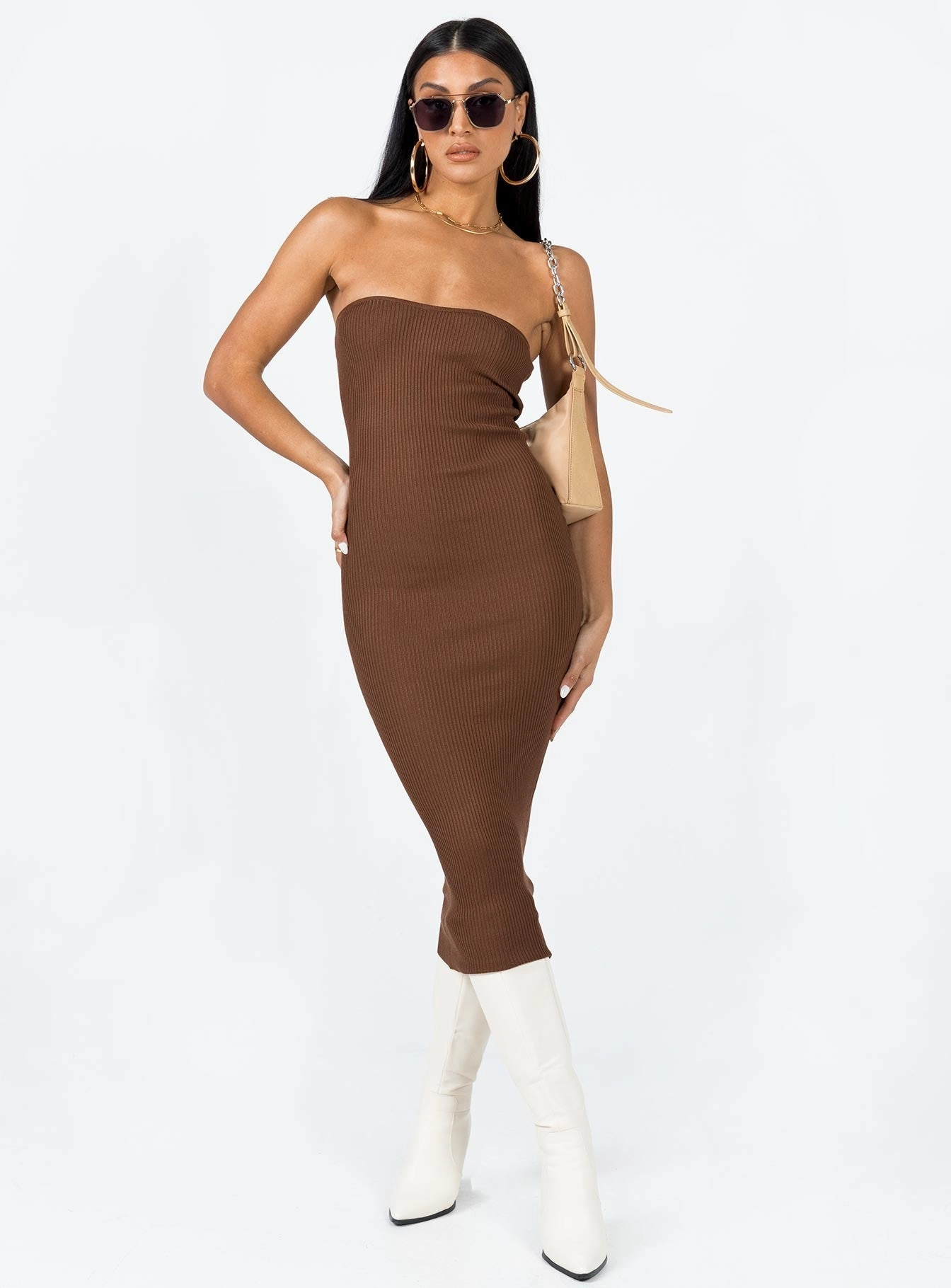 Garden Scene Cool Form Paige Strapless Maxi Dress Brown
