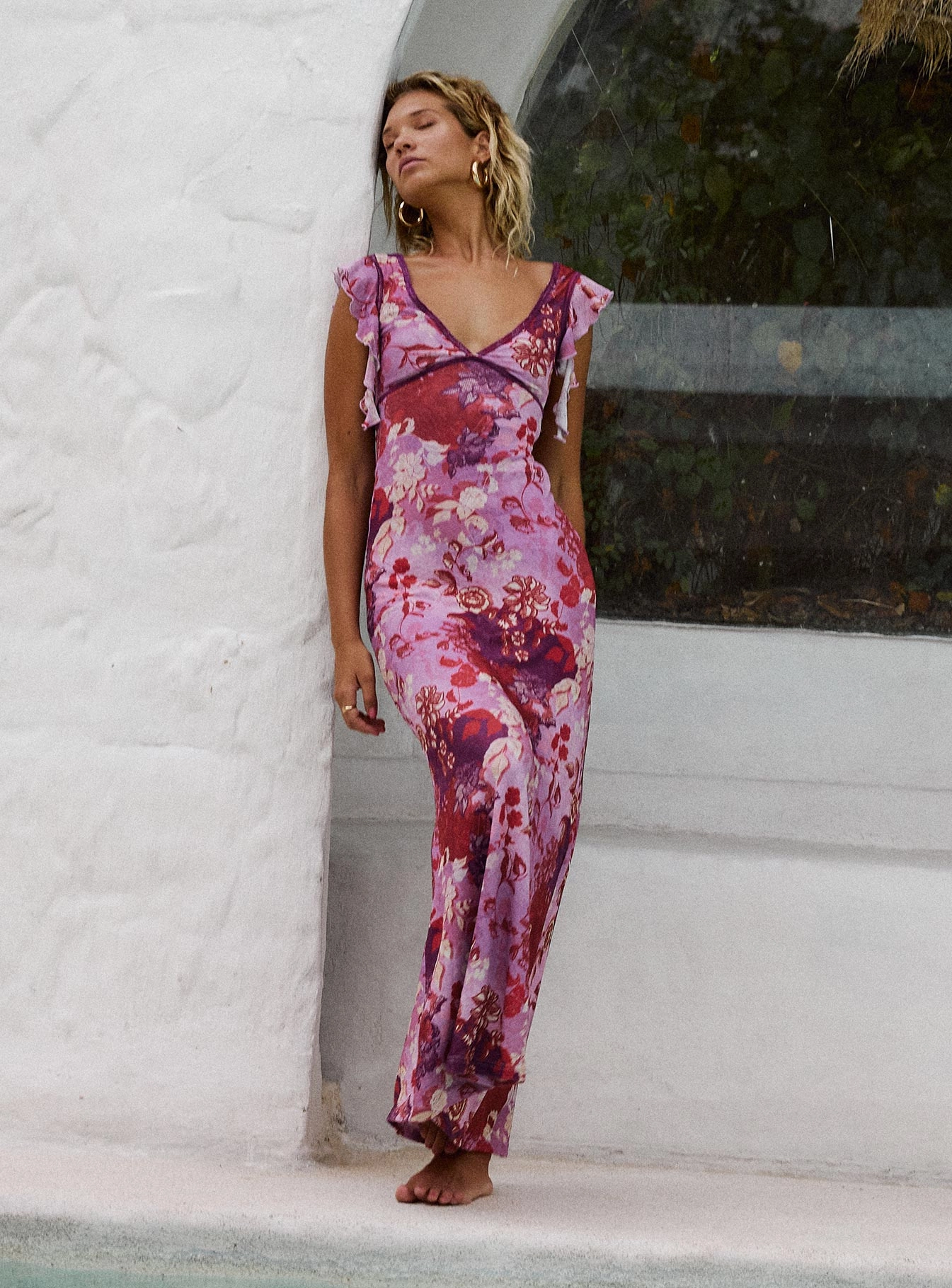 Soleila Maxi Dress Purple Multi Minimalist Fit