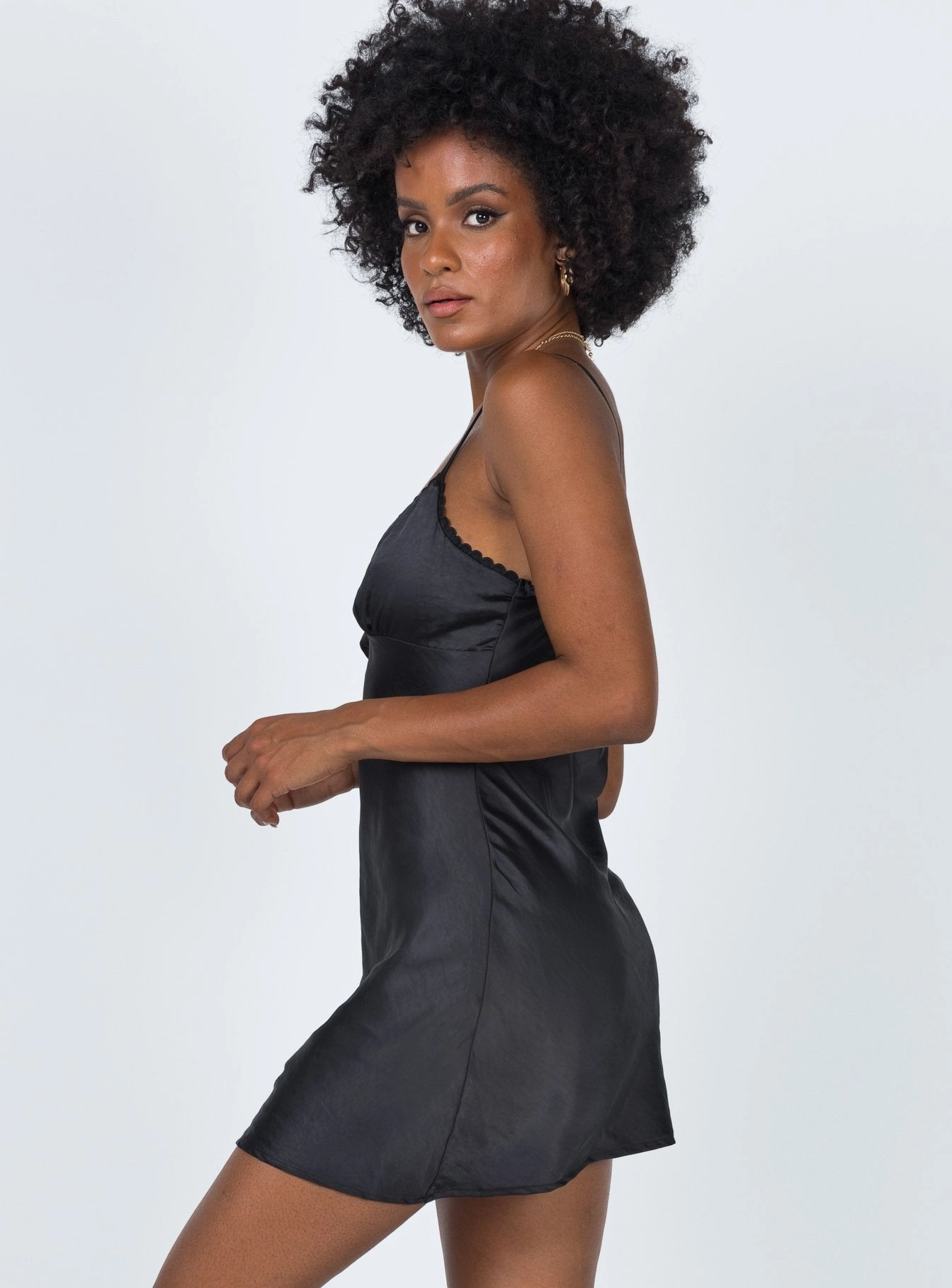 Roman Mini Dress Black AdjustableStraps FadeResistantColor
