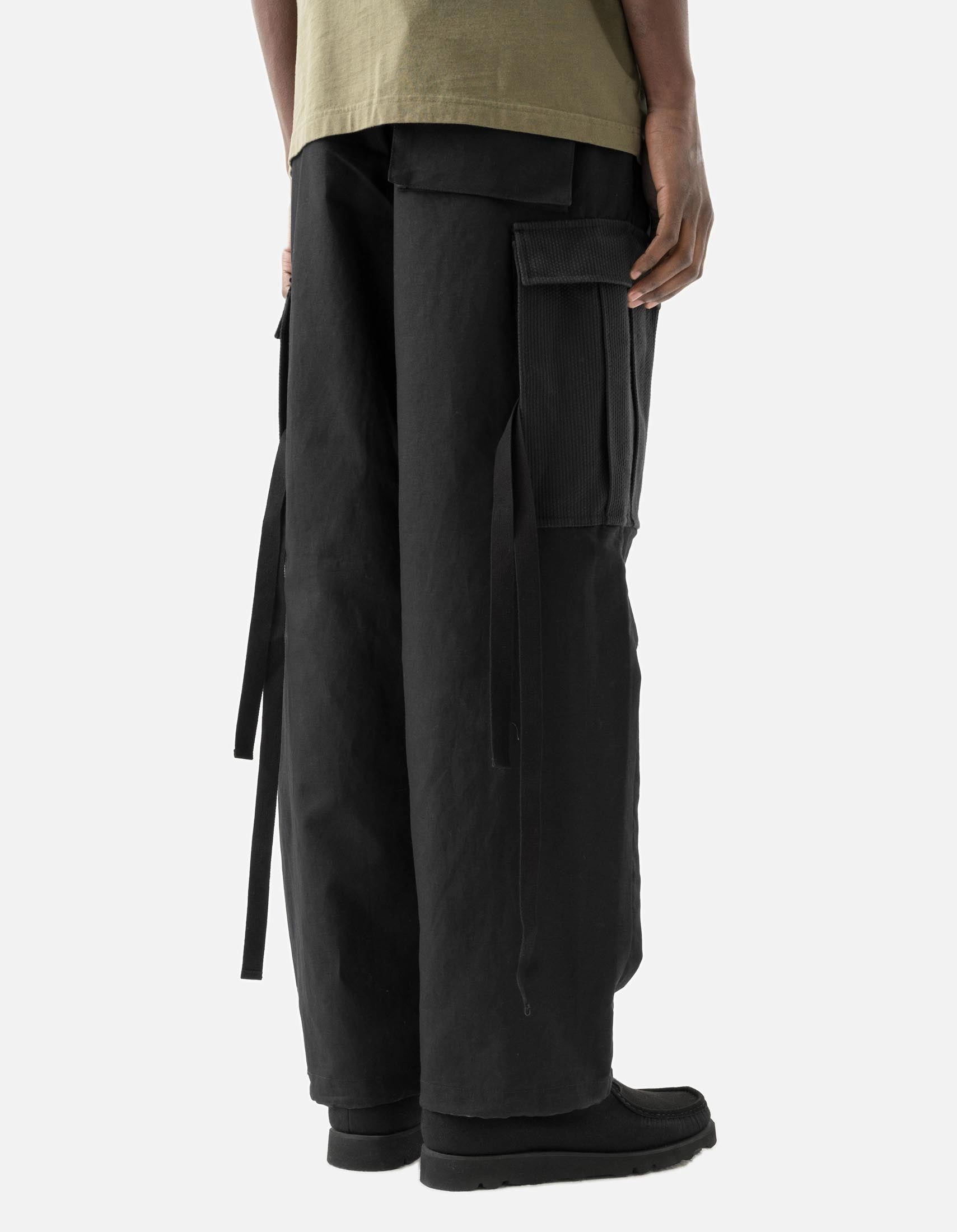 7110 Hemp Utility Cargo Track Pants Black Cozy Casual Basic Look