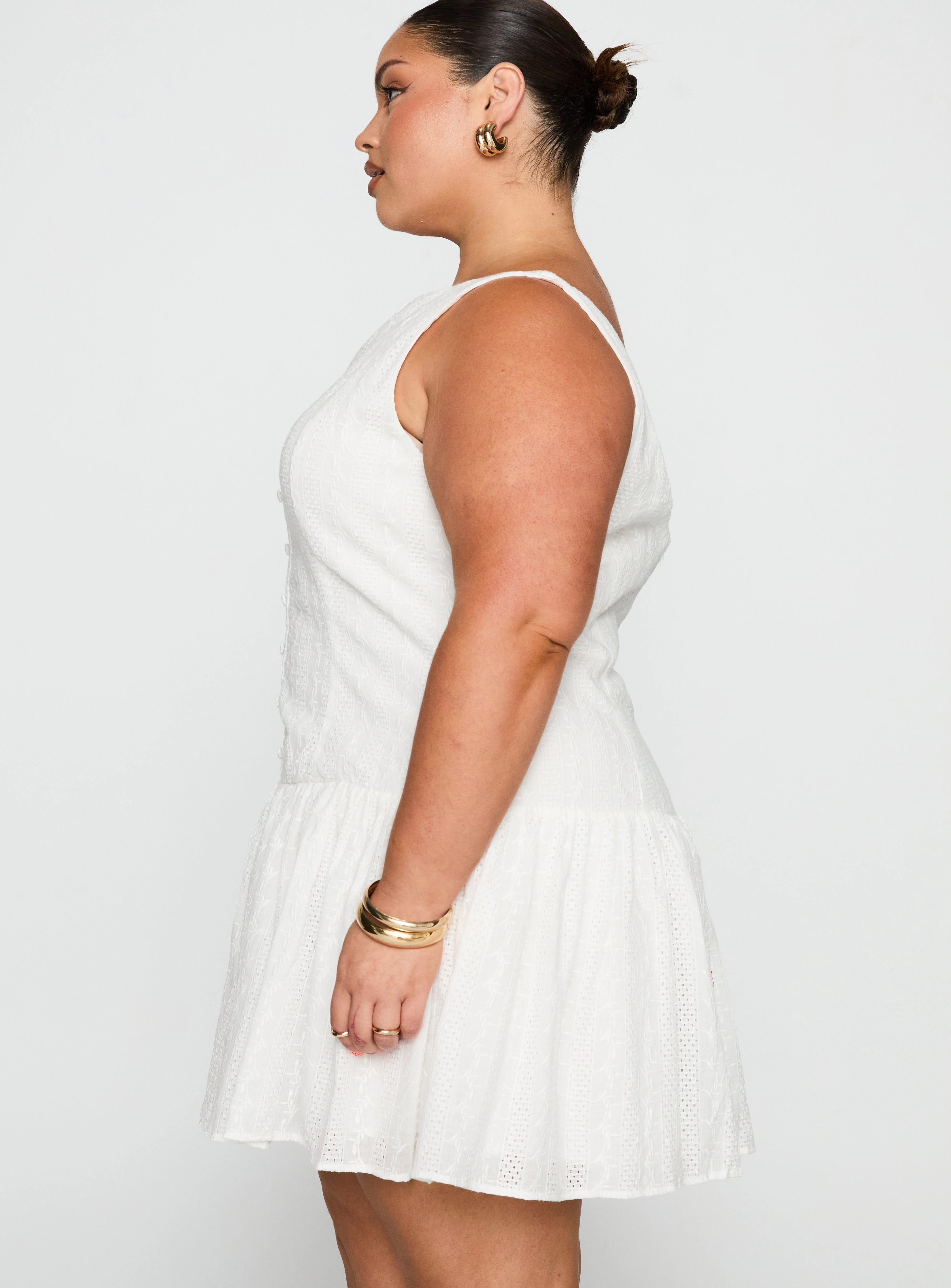 Sweeter Places Embroidered Mini Dress White Curve Soft Texture