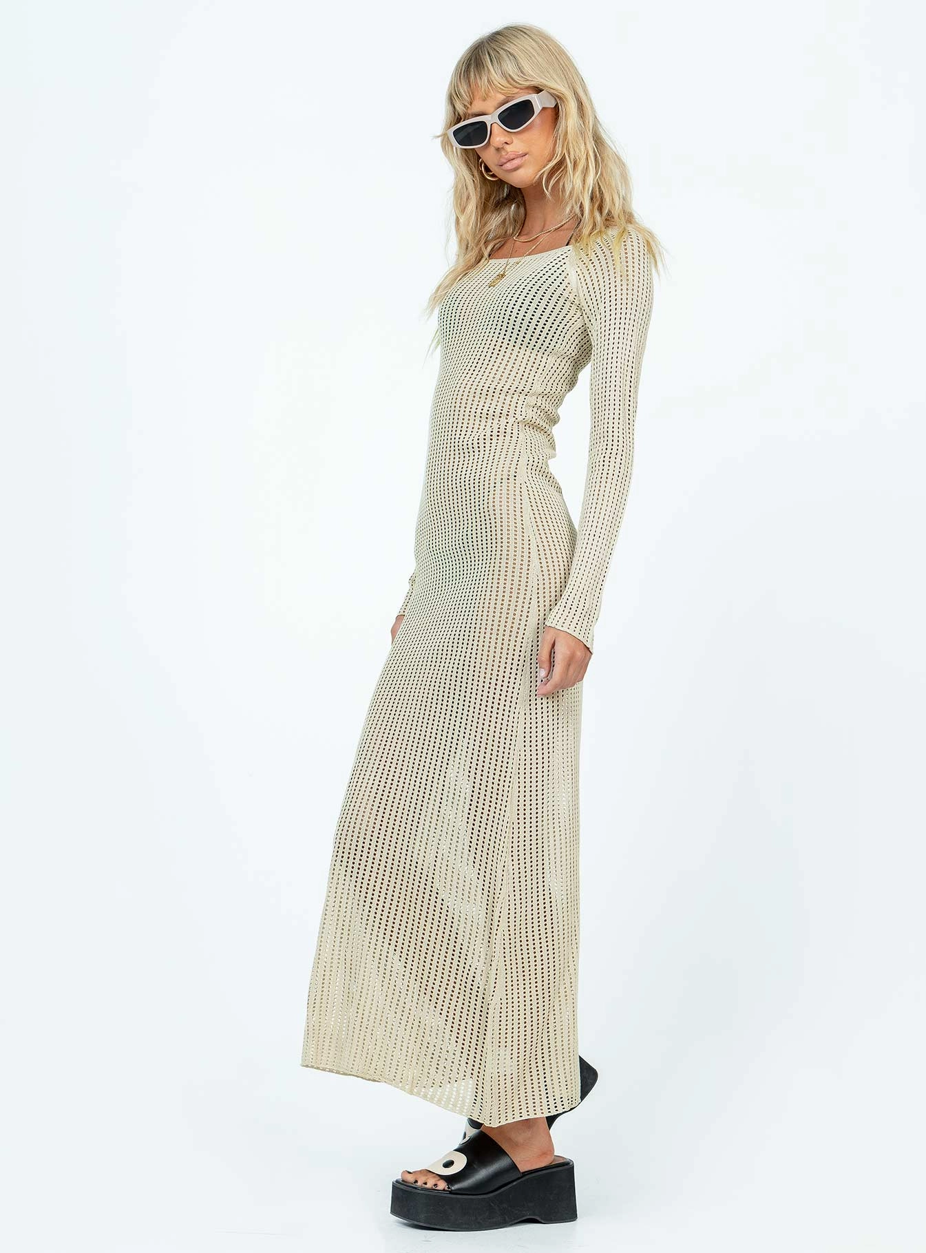 Form Focus Kendor Long Sleeve Maxi Dress Beige