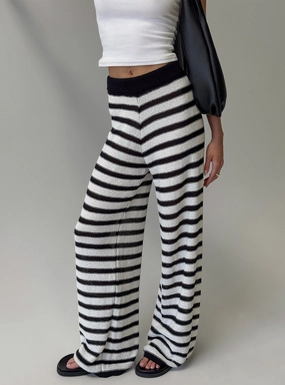 Good Things Flare Knit Pants White / Black Stripe Comfort Layer Wear