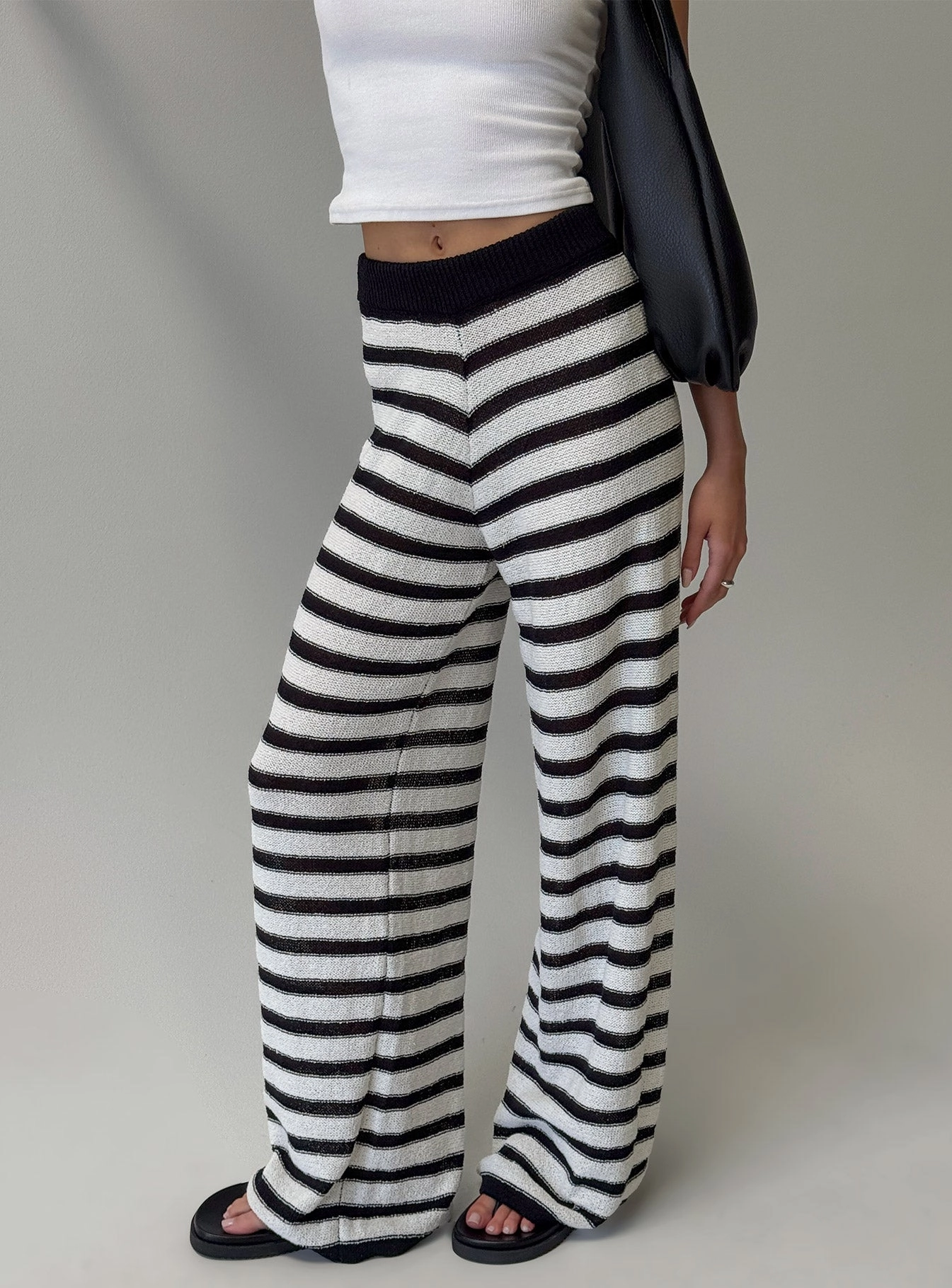 Good Things Flare Knit Pants White / Black Stripe Comfort Layer Wear