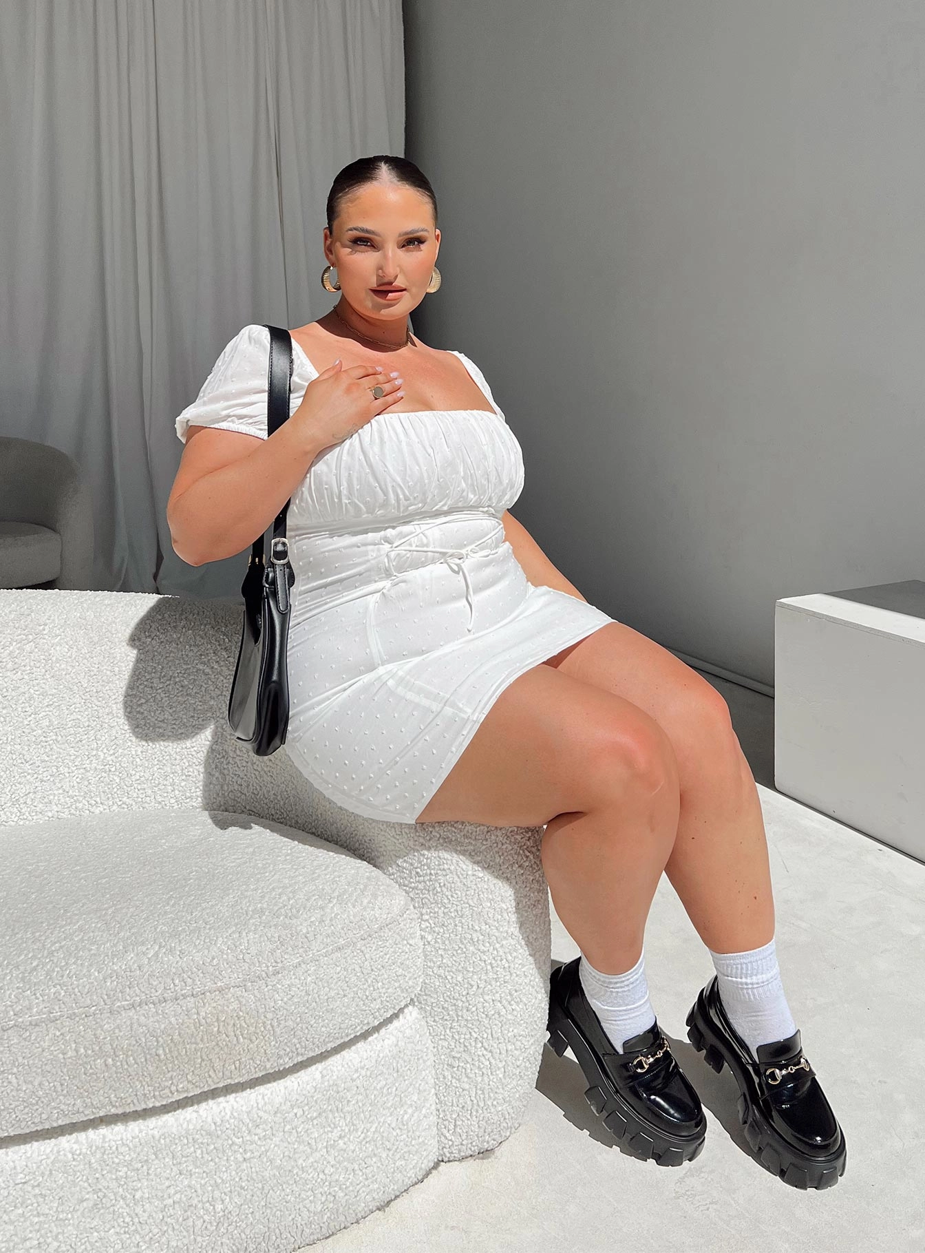 Soft Profile Semi Formal Fauci Mini Dress White Curve
