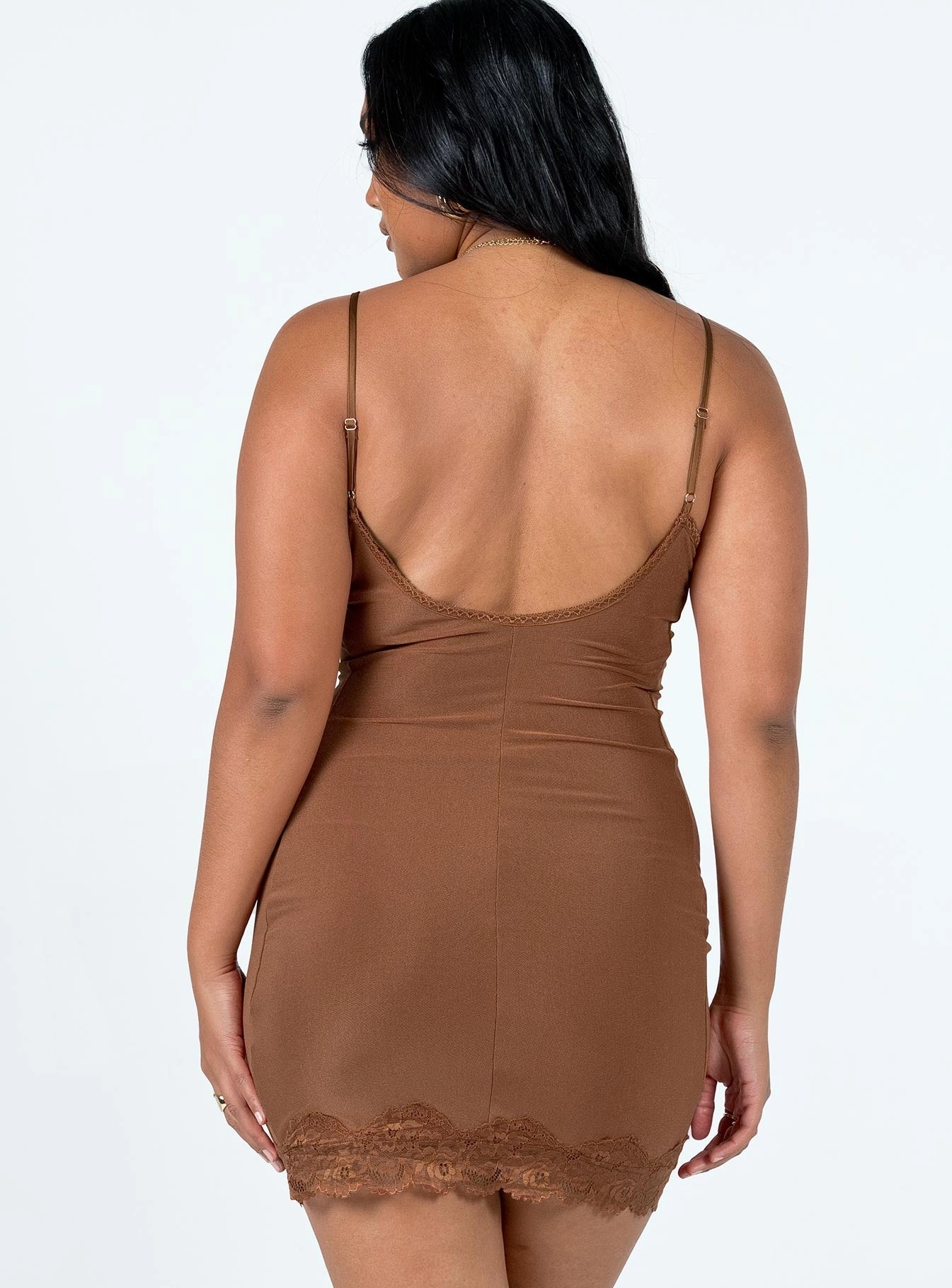Fauna Mini Dress Brown Velvet-Sleeve