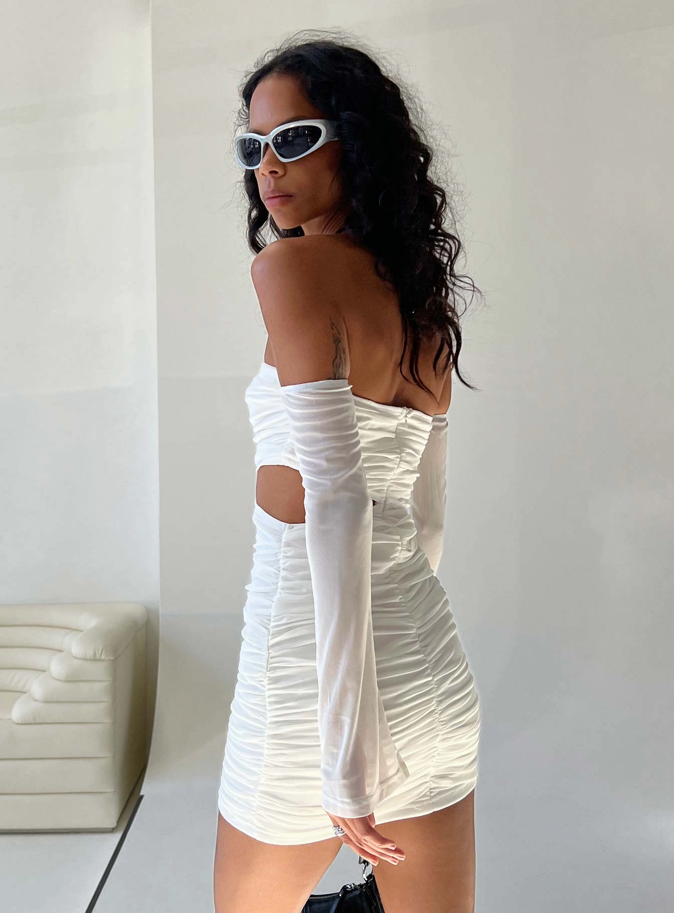 Fazio Mini Dress White Wrinkle-Resistant Clear Blush