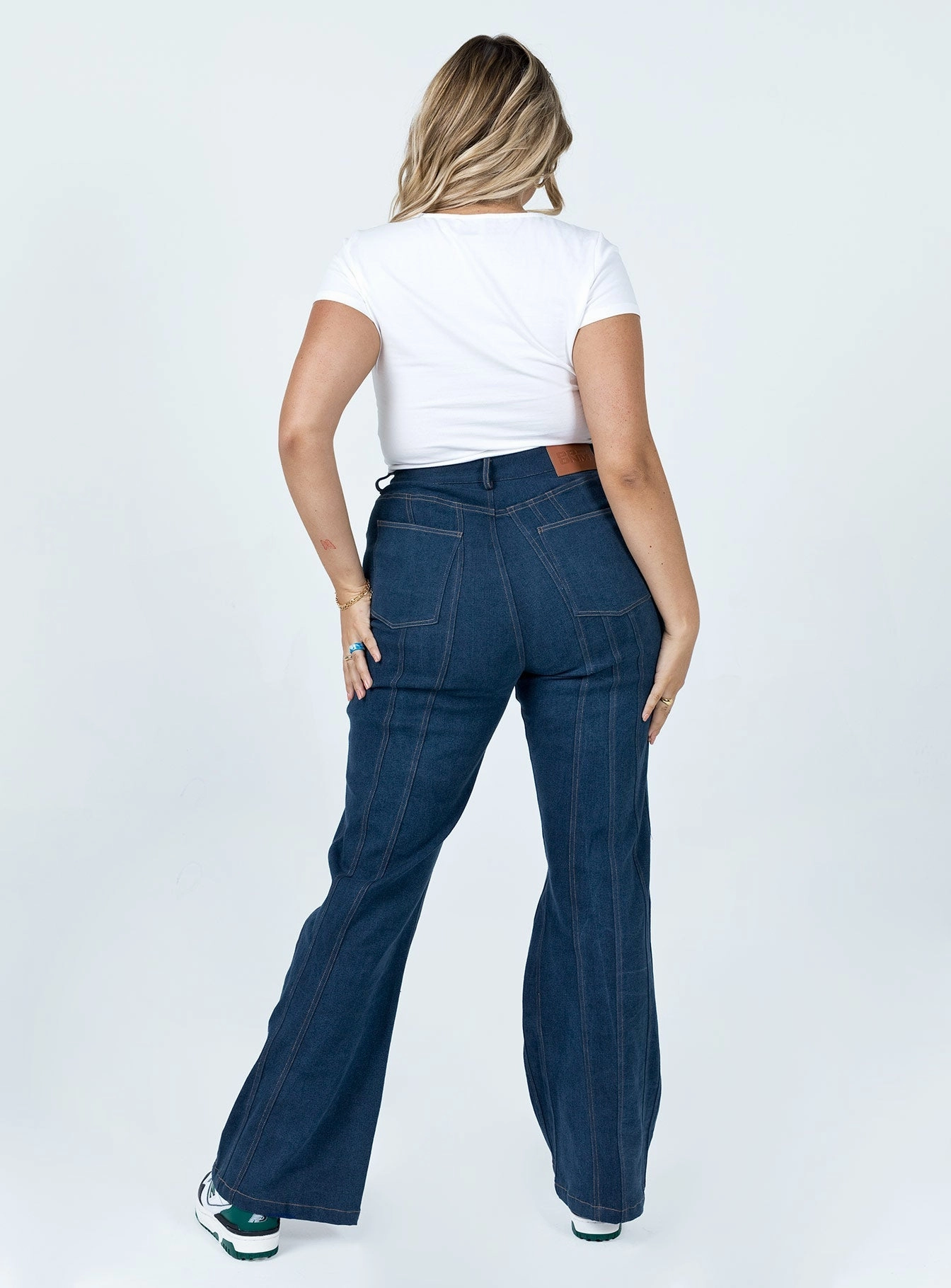 Premium Cotton Blend Weekend Style Odette Flare Denim Jeans Blue