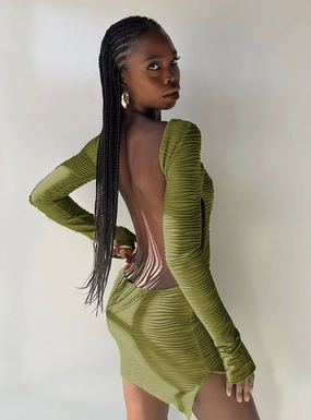 Luxe Wear Subtle Lines Ignite Mini Dress Green