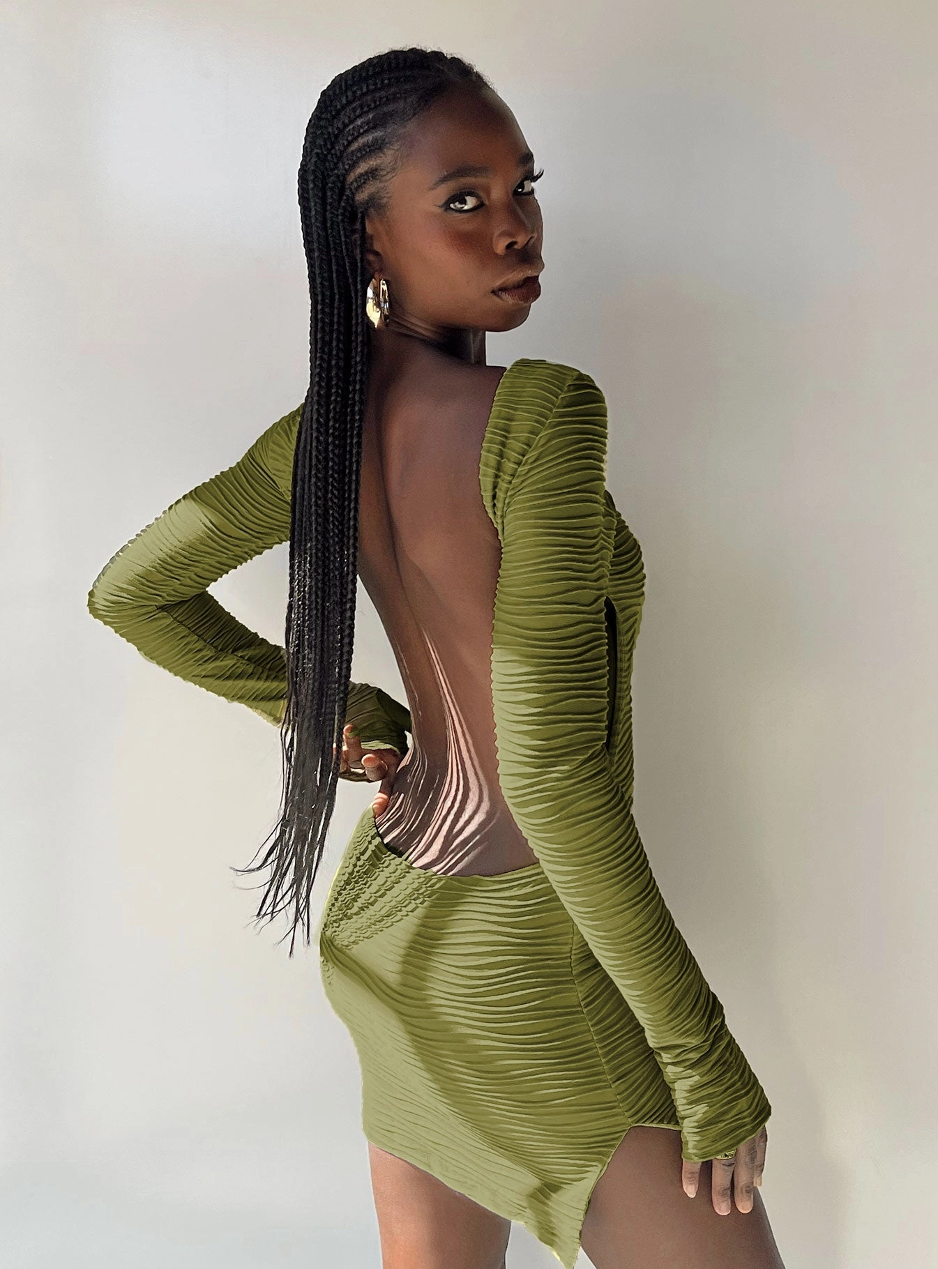 Luxe Wear Subtle Lines Ignite Mini Dress Green