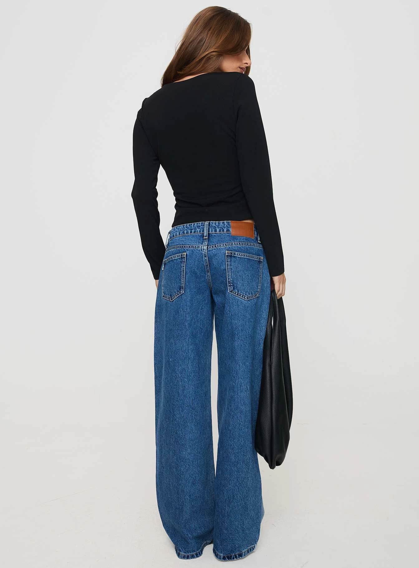 Ferris Two-toned Mid Rise Straight Leg Jeans Blue Wash Denim Classic Appeal