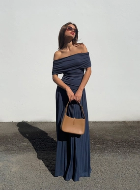 Curvy Glam Anti-bacterial Field Of Dreams Maxi Dress Navy