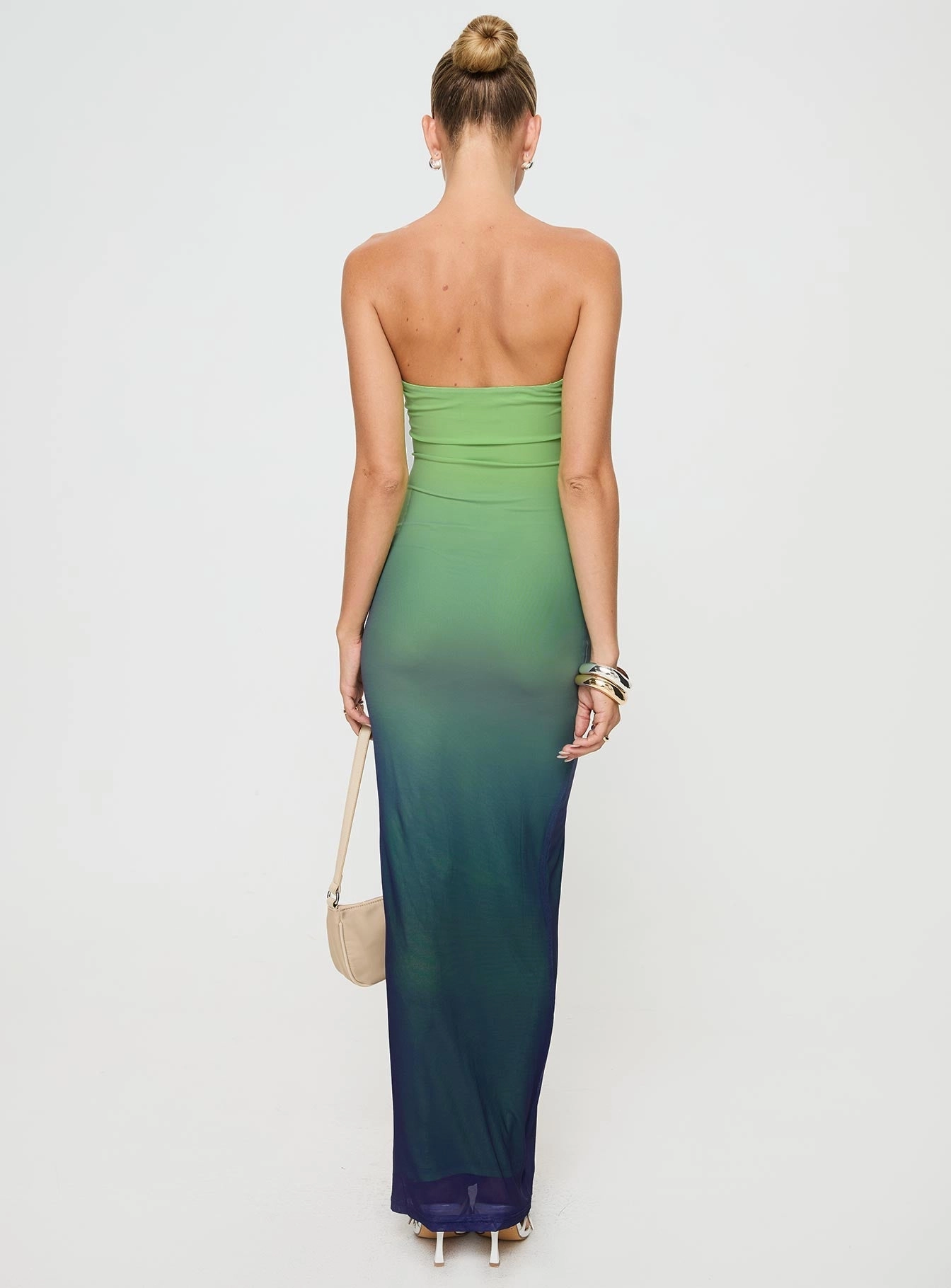 Stolen Love Strapless Maxi Dress Blue / Green Ombre Tall Urban Style