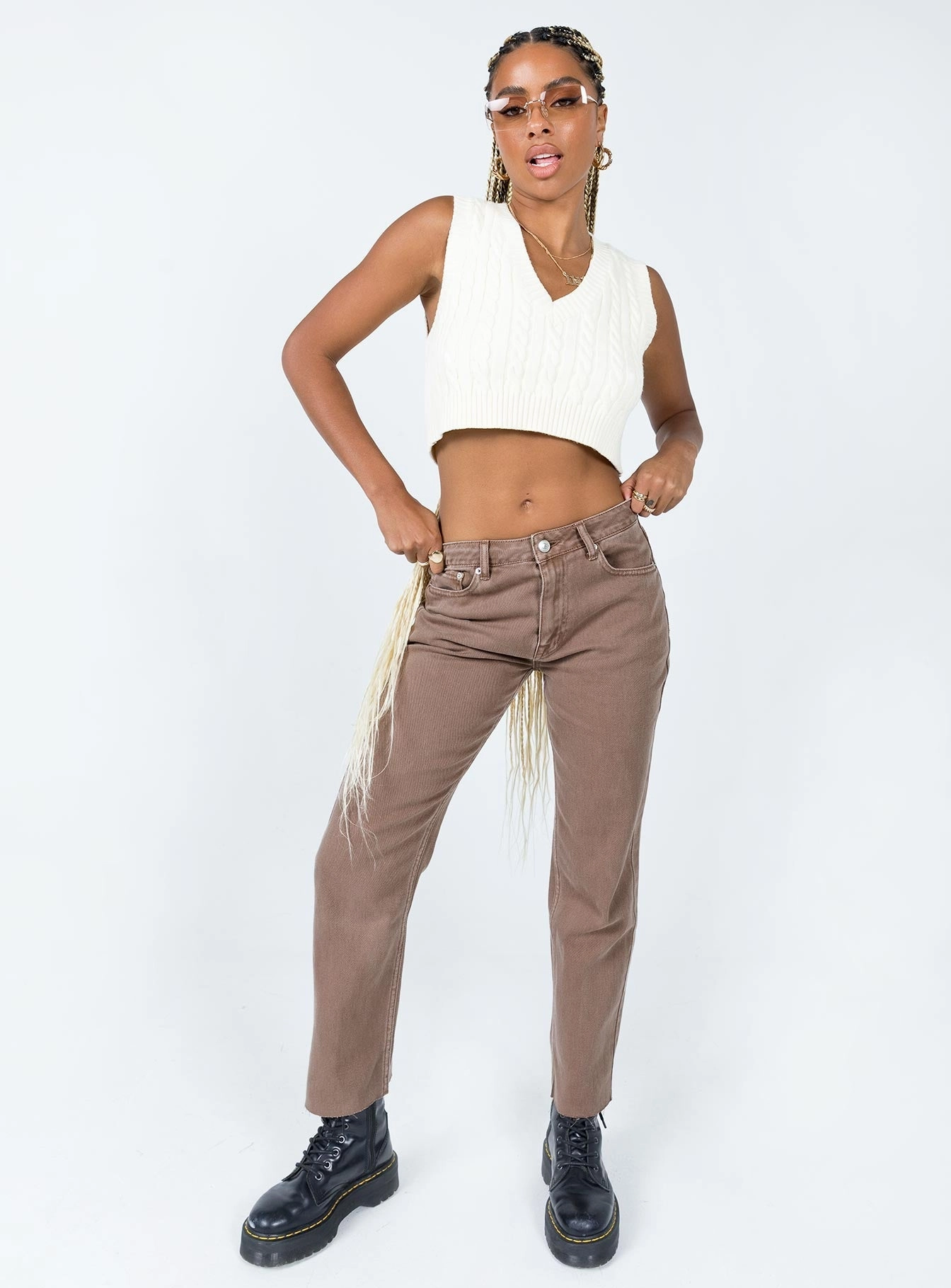 Eda Straight Leg Jean Brown Travel Essential Reinforced Stitching