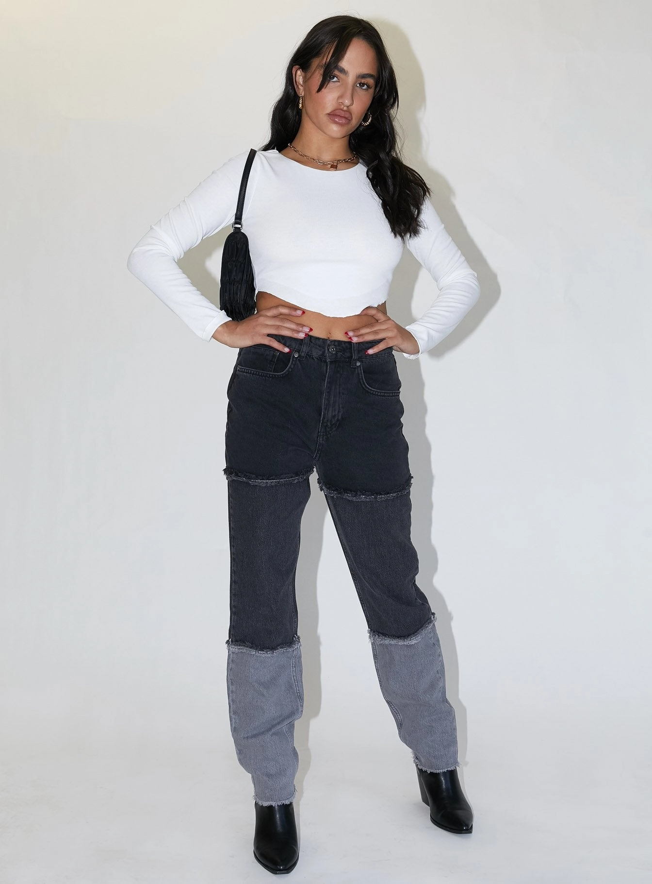 The Ragged Priest 3 Panel Ombre Black Mom Jean w/fray Seams Artist Vibe Premium