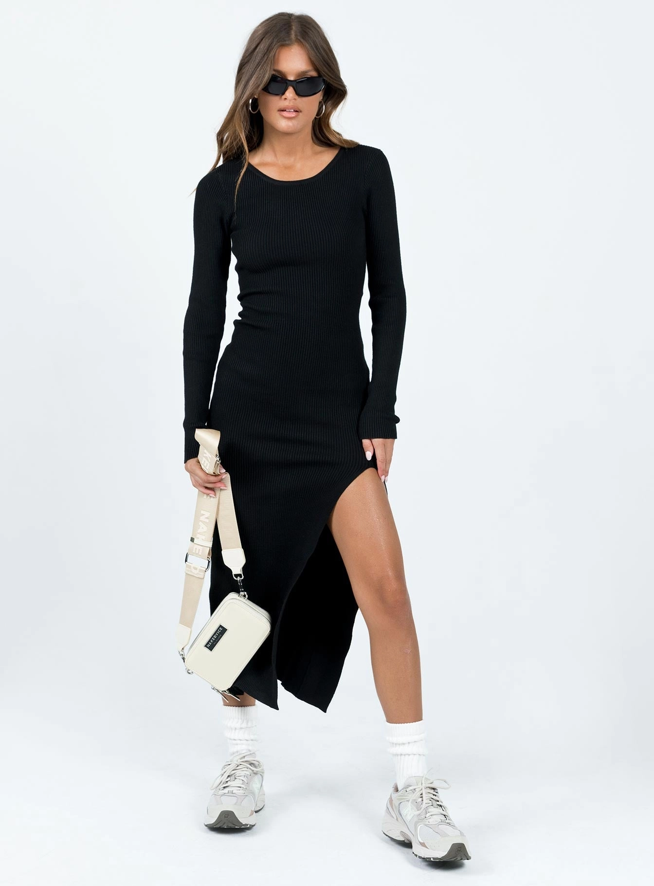 Blue Sky Stain-Resistant Fitro Long Sleeve Maxi Dress Black