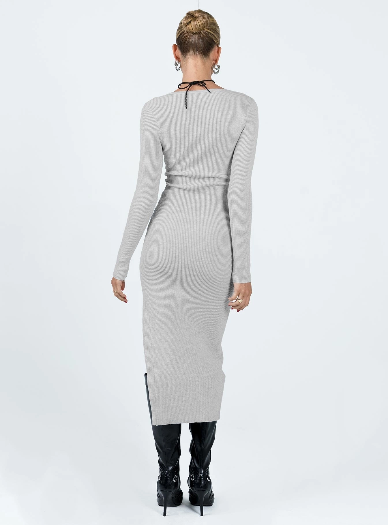 Light Fit Timeless Edge Fitro Long Sleeve Maxi Dress Grey