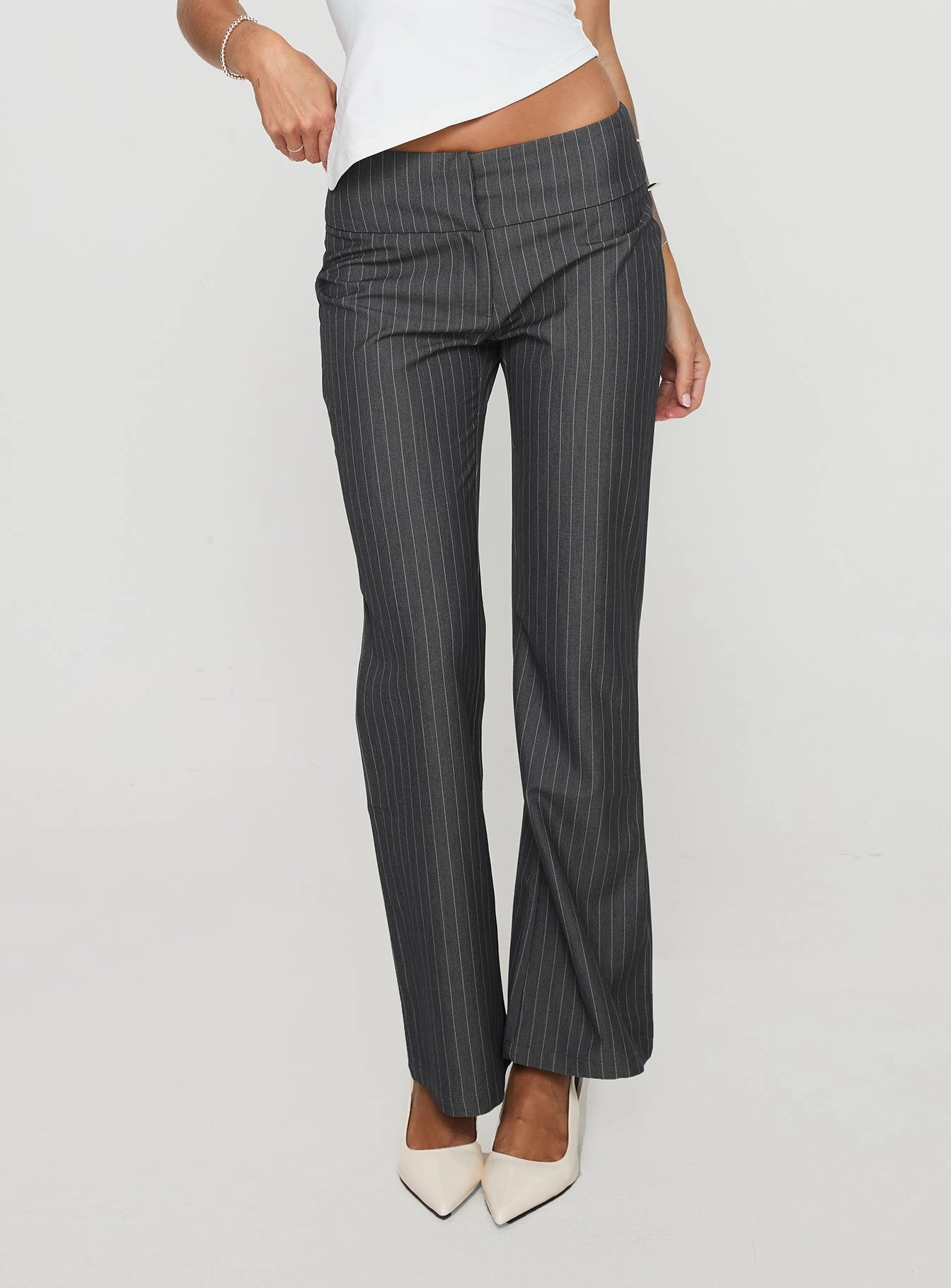 All Season Relaxed Look Isabeau Pant Grey Pinstripe