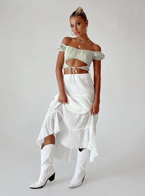Sun Down Mid Rise Maxi Skirt White Quiet Style