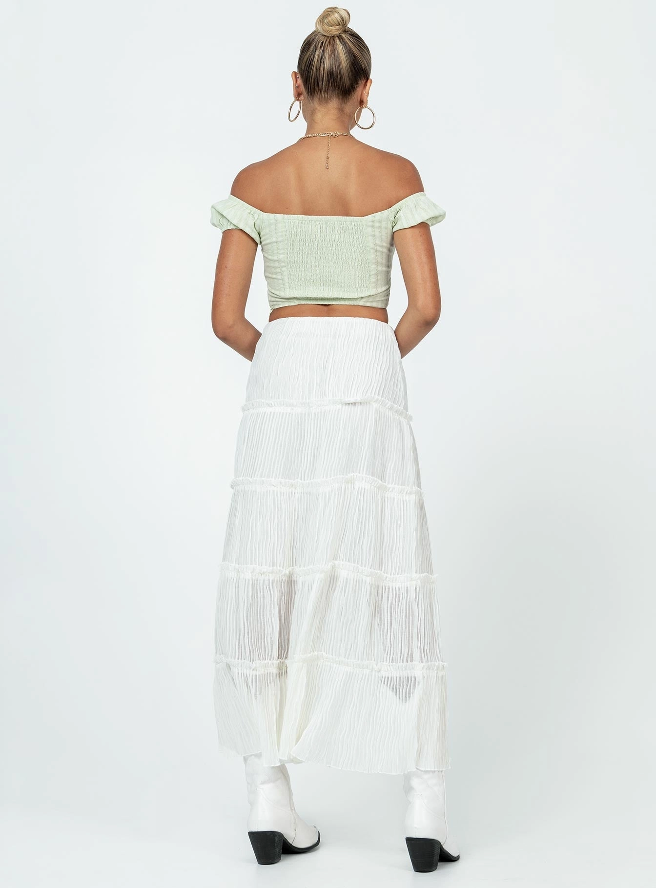 Sun Down Mid Rise Maxi Skirt White Spring Must Have Custom made