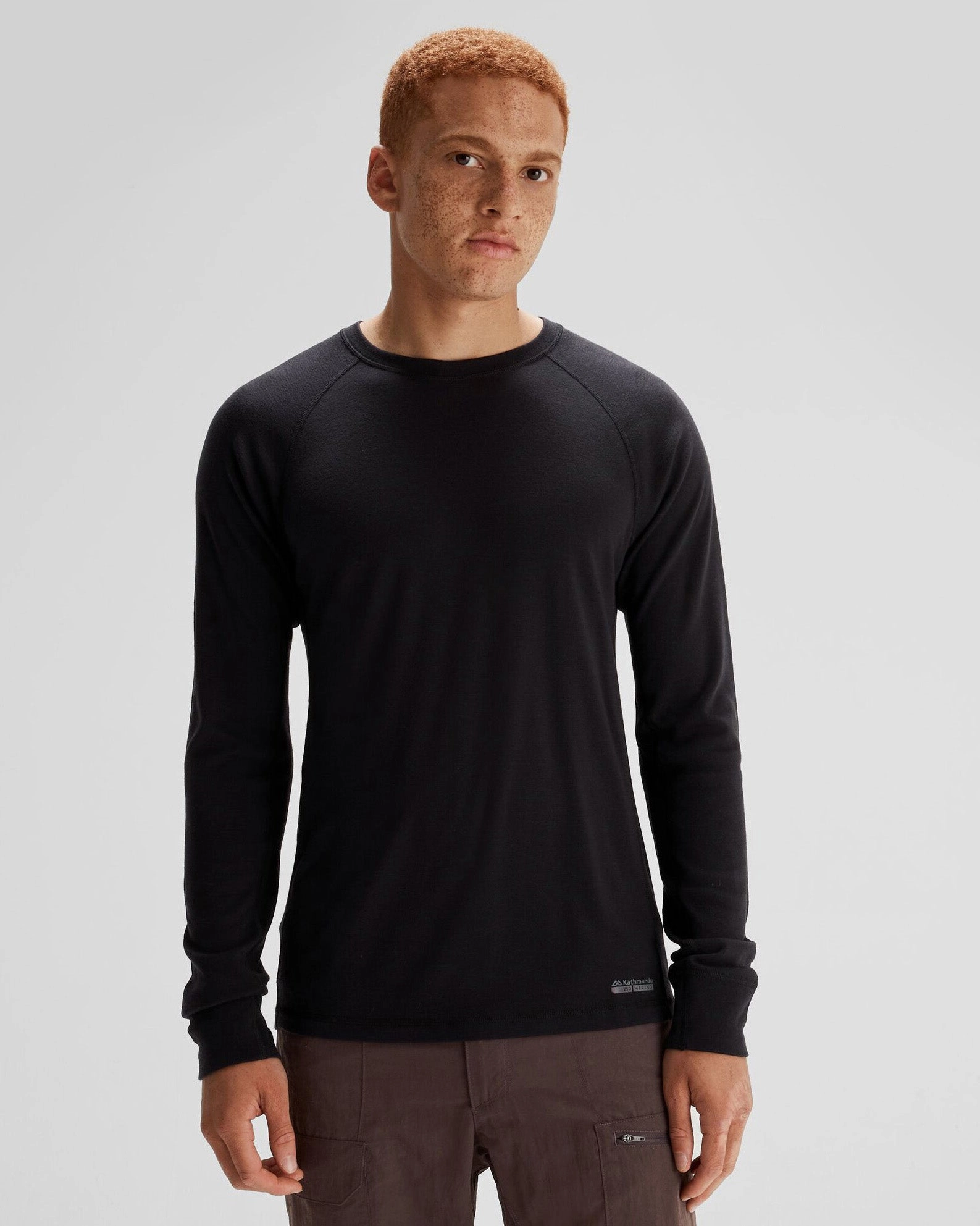 Men's K-Merino 250 Long Sleeve Top  - Black Stingray Comfy Stretch Design Urban Layer