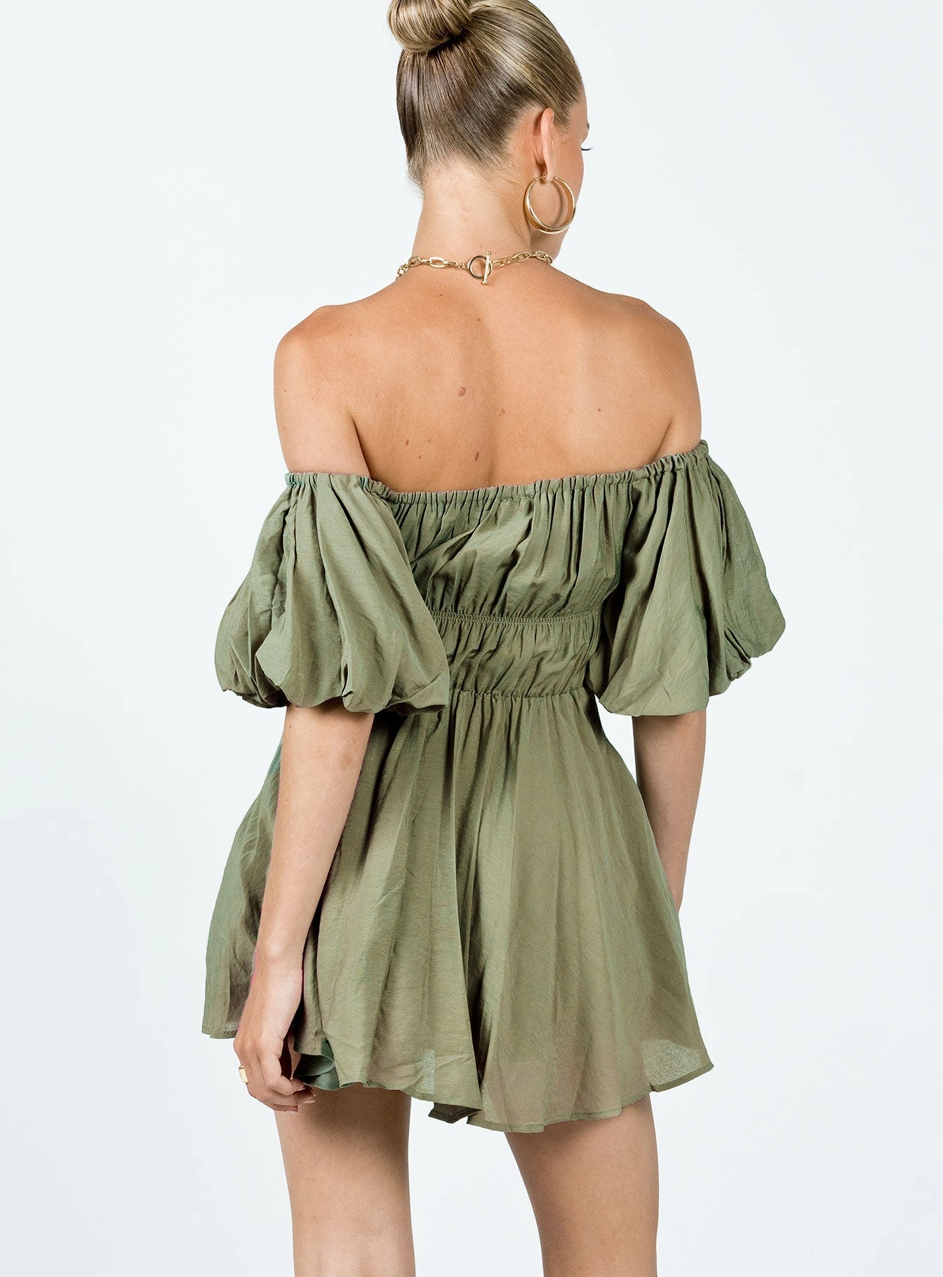 Halton Mini Dress Khaki Casual Feel Pure Fabric