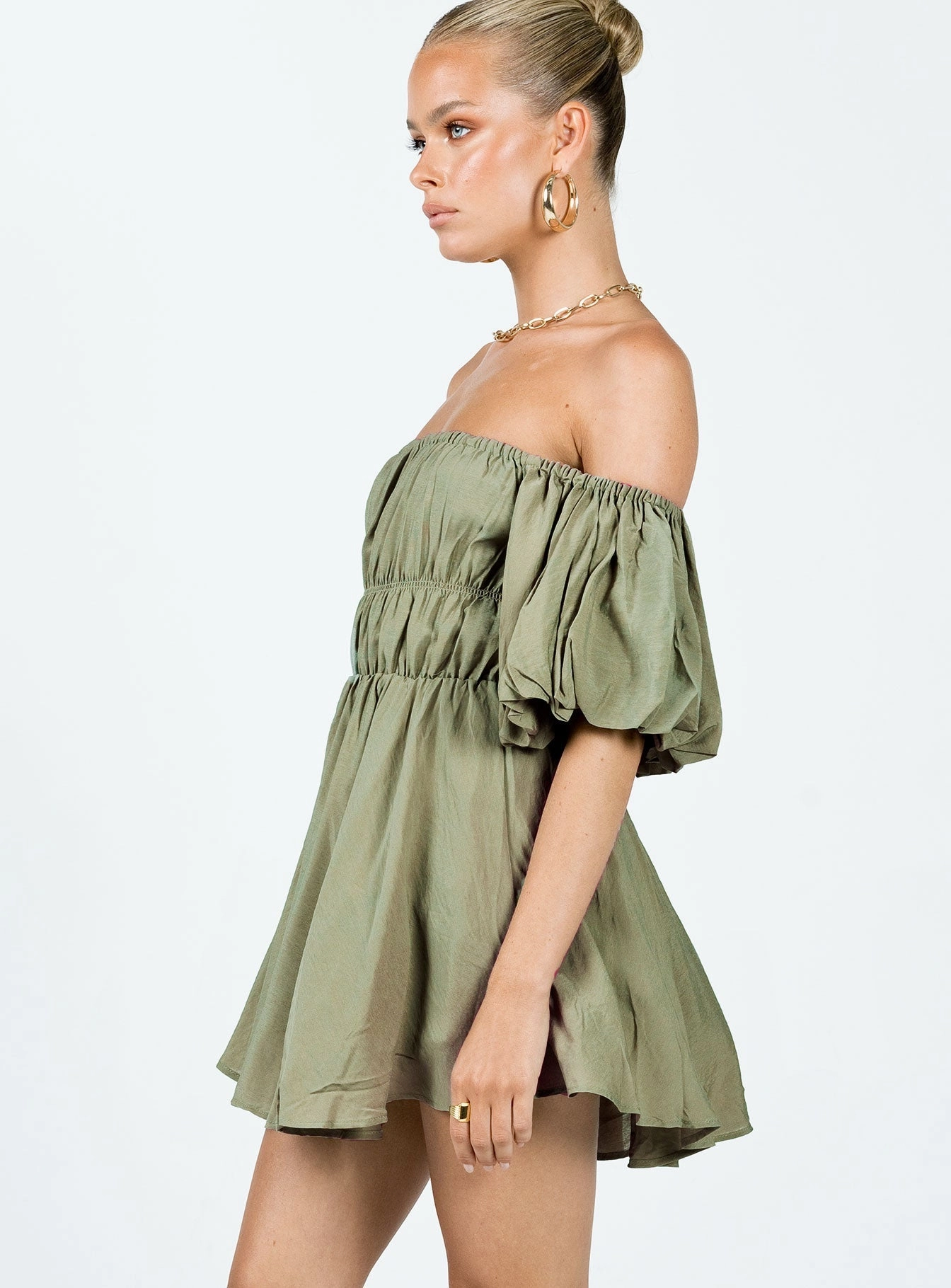 Halton Mini Dress Khaki BreathableFabric