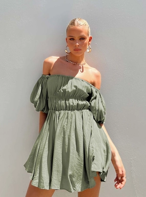 Halton Mini Dress Khaki WaterRepellentCoating