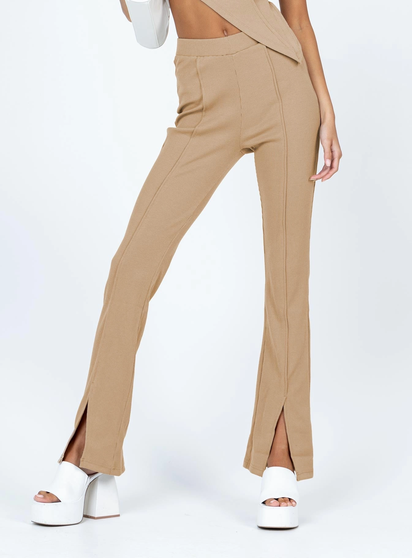 Core Essential Corduroy texture Fayth Ribbed Pants Brown