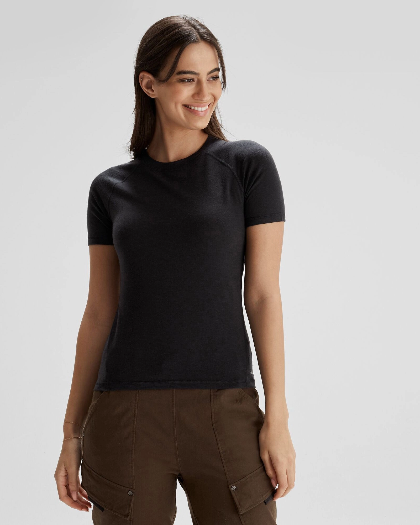 Reinforced Hemlines Women's K-Merino 125 Baselayer T-Shirt - Black Stingray