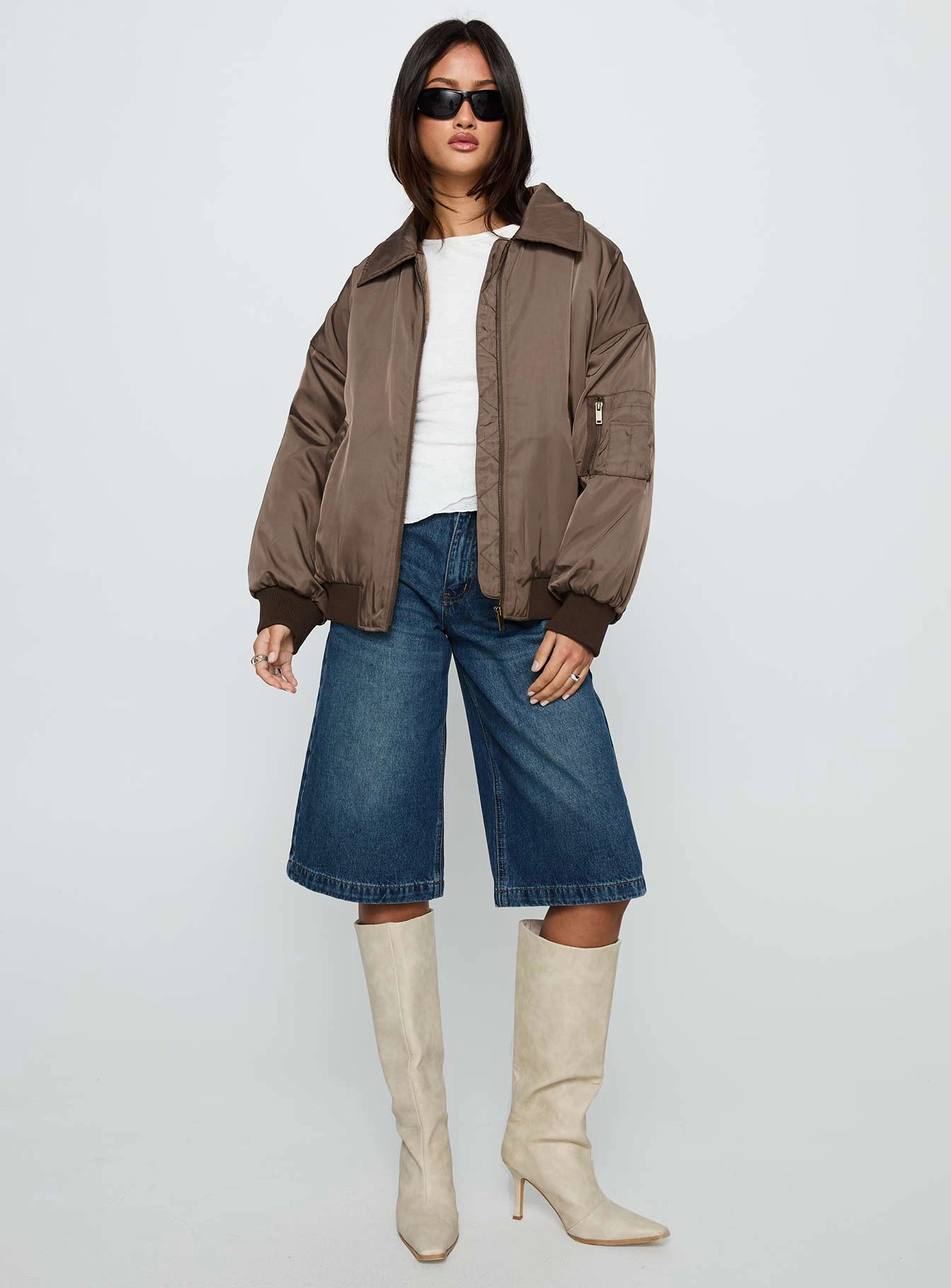 Smooth Finish Say Less Bomber Jacket Dark Brown