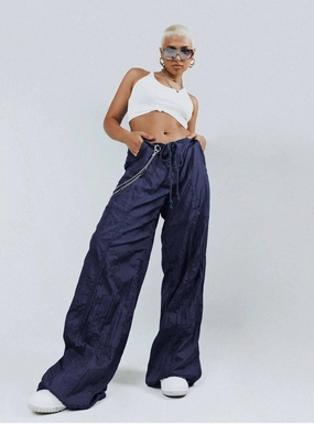 Casual Vibe Flat Seams Motel Chute Trousers Navy
