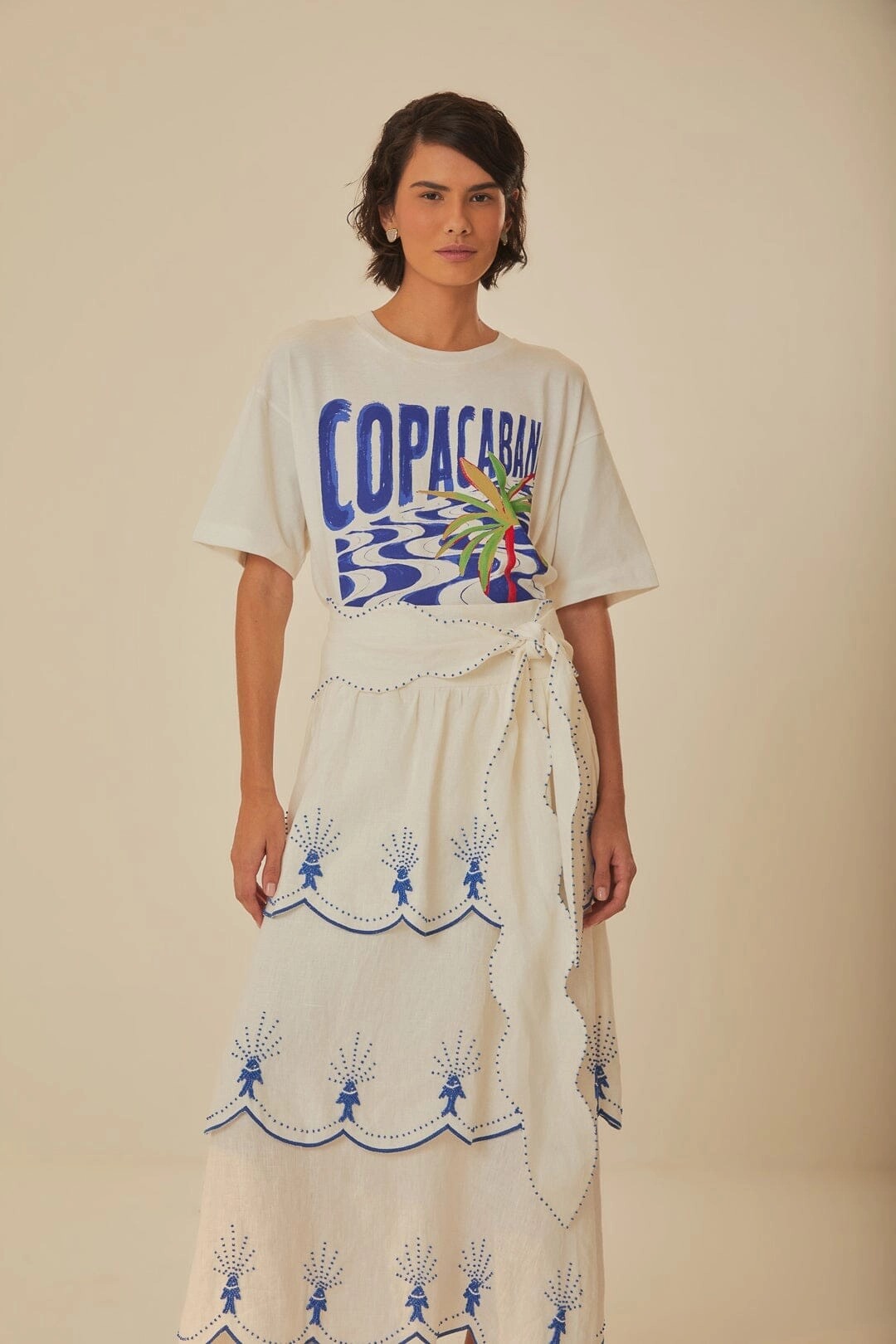 Off-White Sea Of Fish Embroidered Midi Skirt Relaxed Vibes