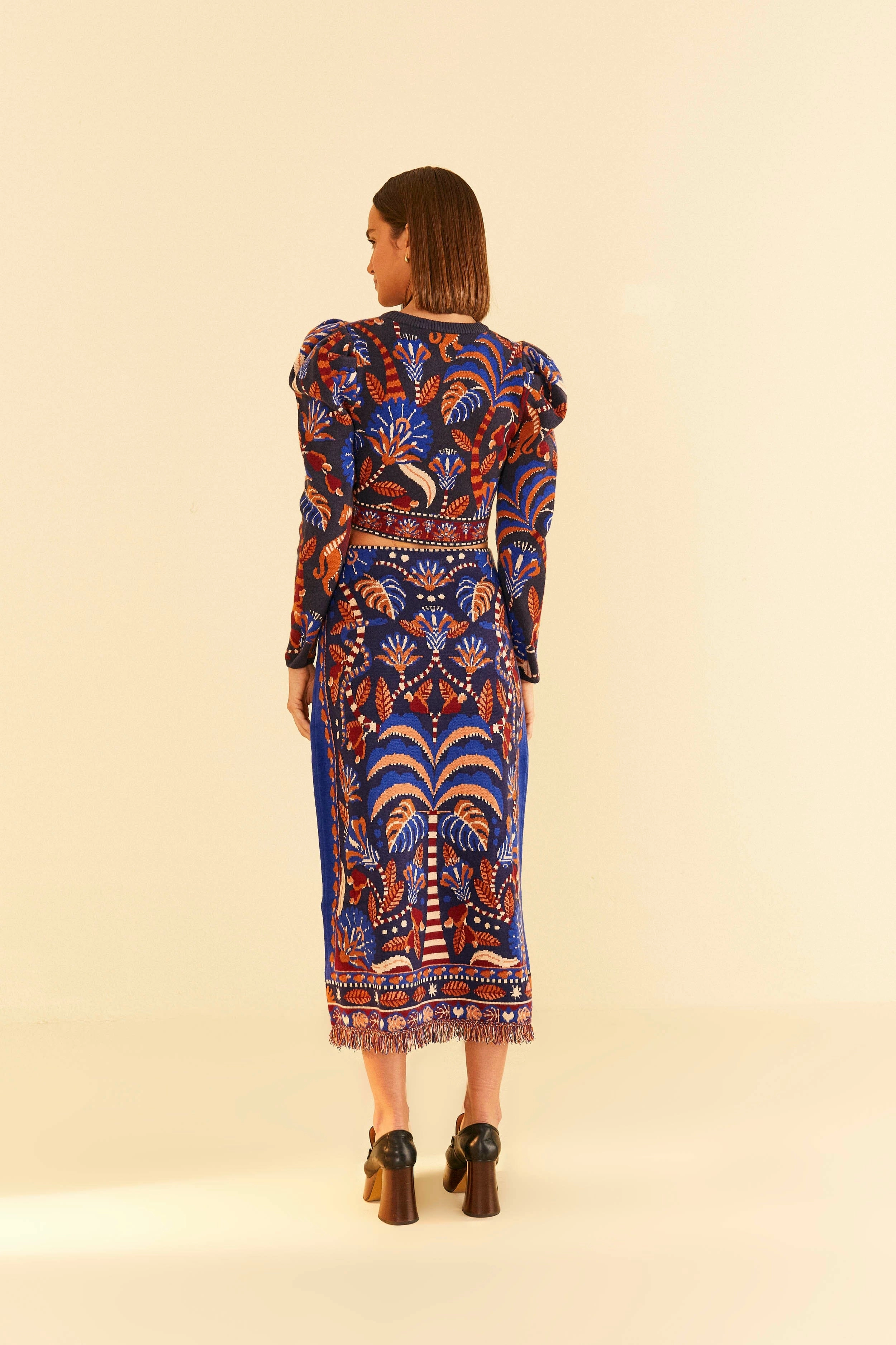 Blue Nature Beauty Scarf Knit Midi Skirt Aesthetic Fit