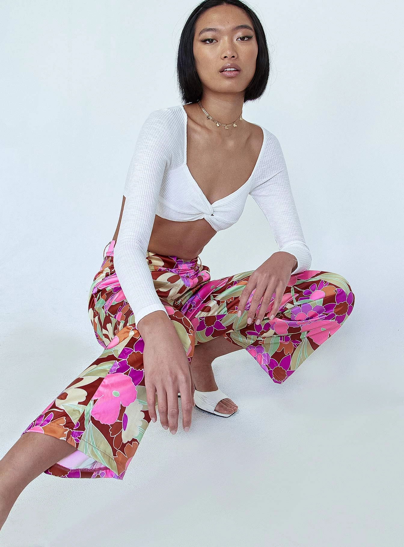 Effortless Design Floral Field Pants Pink