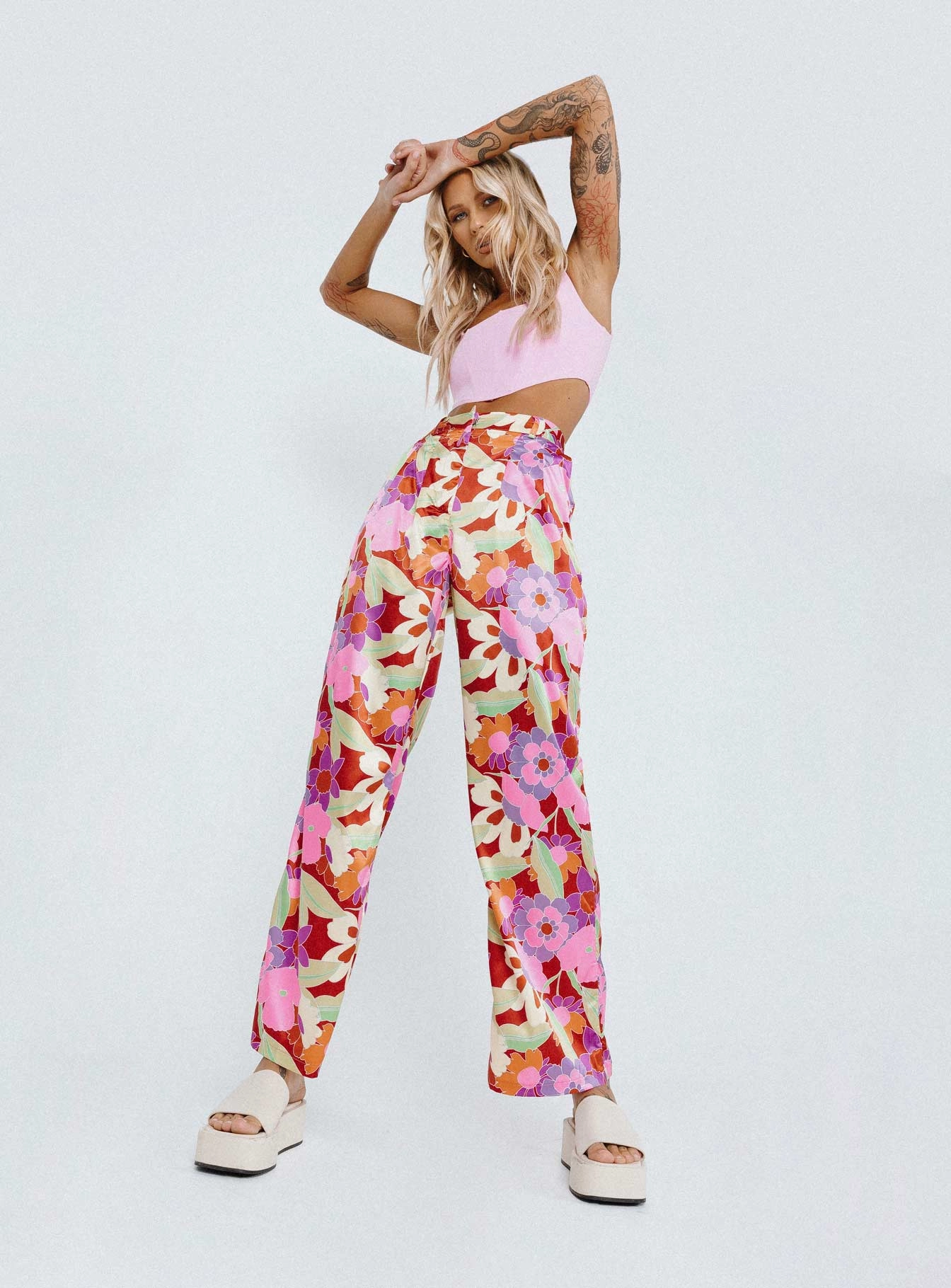 Floral Field Pants Pink Cozy Design