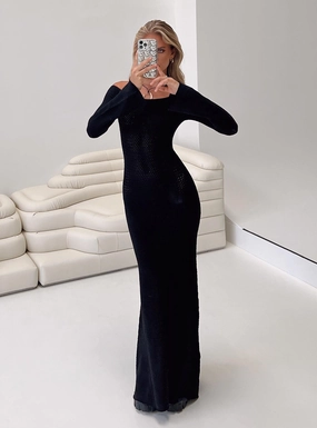 Contemporary Vibe Devyn Off The Shoulder Maxi Dress Black