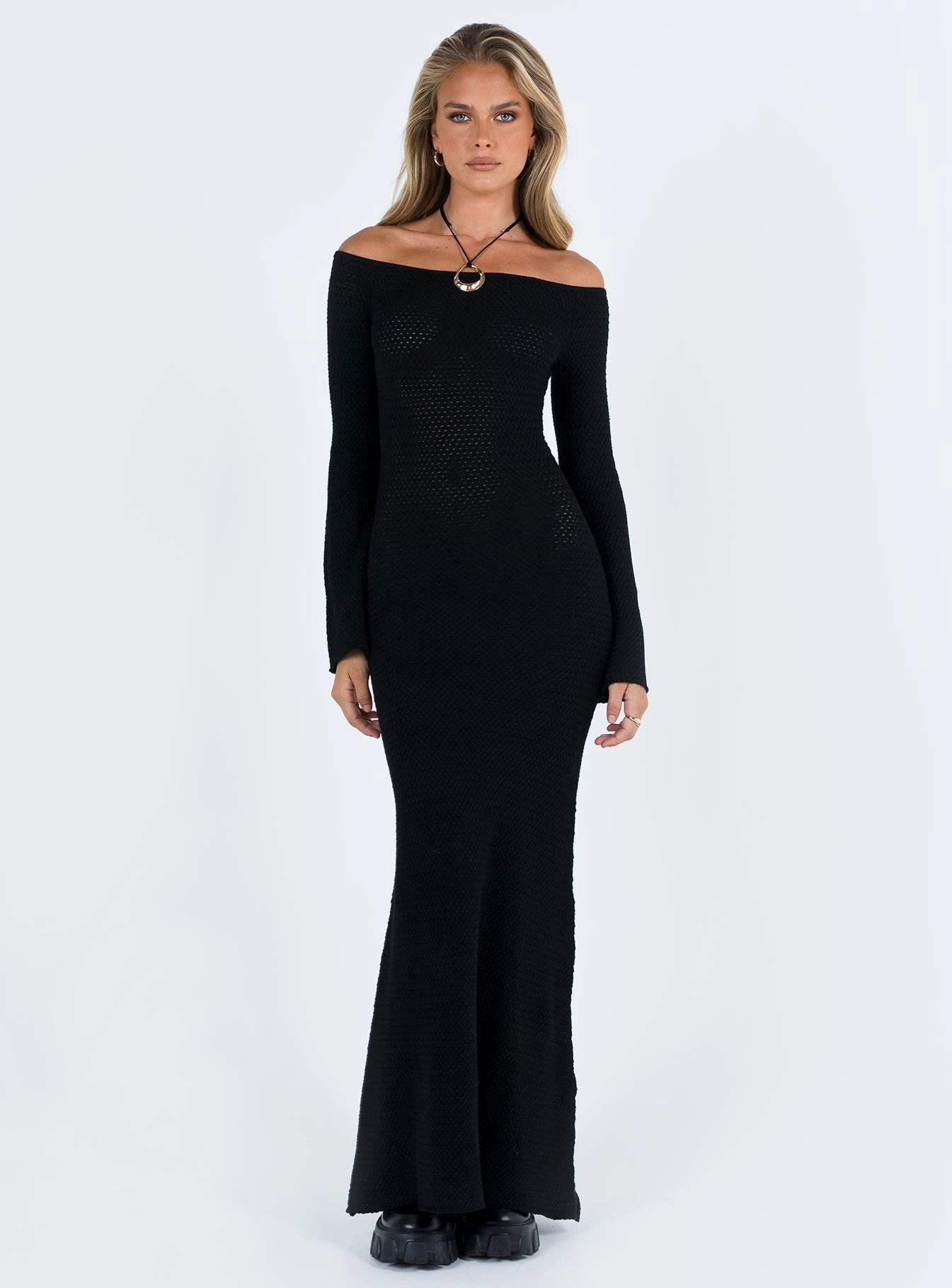 Devyn Off The Shoulder Maxi Dress Black Year Rounder