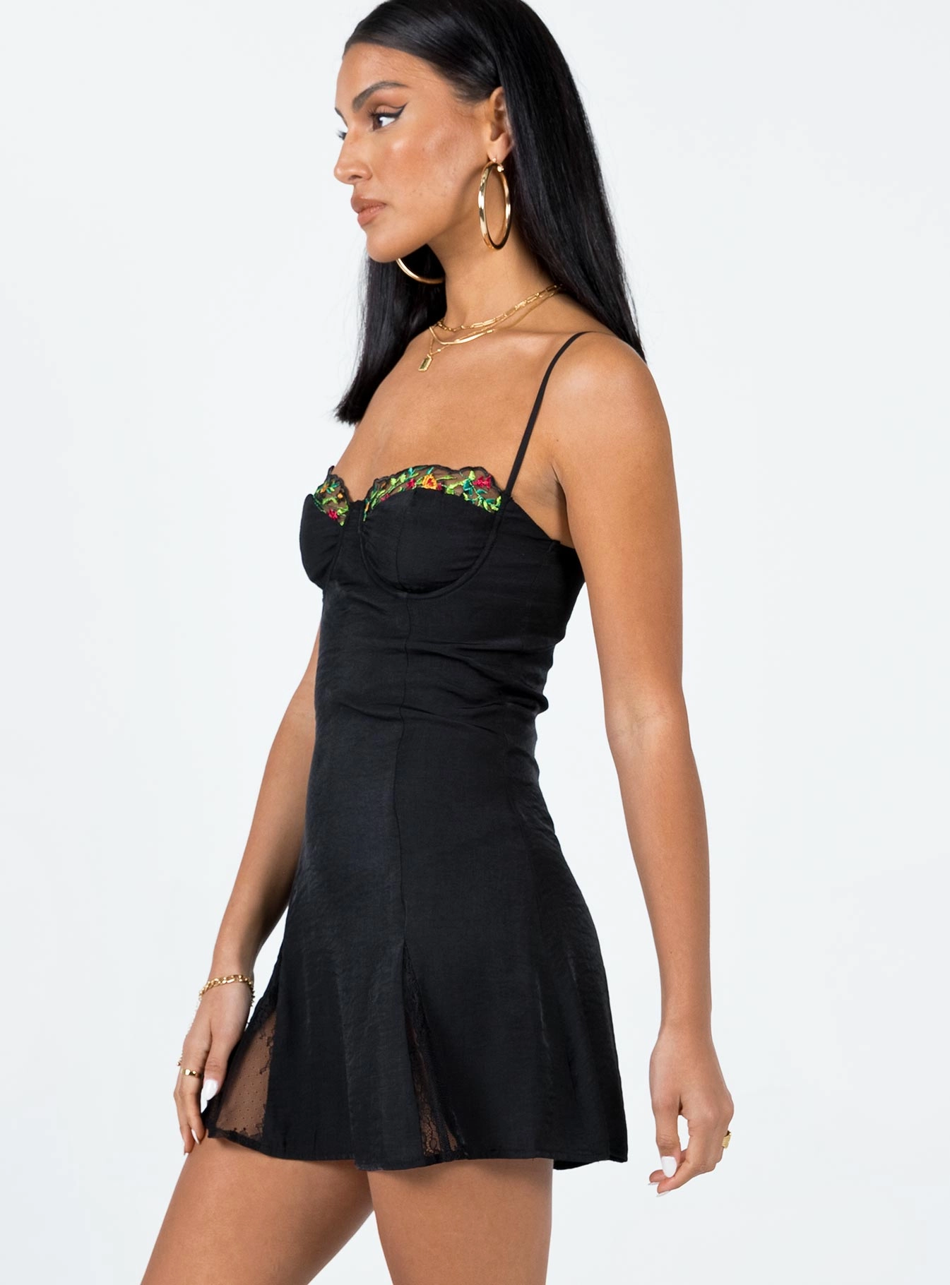 Calm Texture Non-Pilling Floreto Mini Dress Black