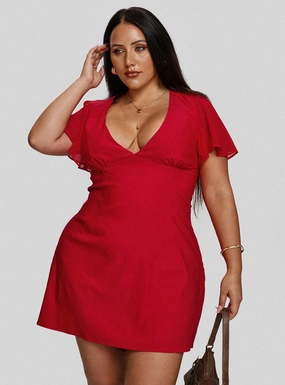 Florie Corset Mini Dress Red Curve Breathable Material Event Mood