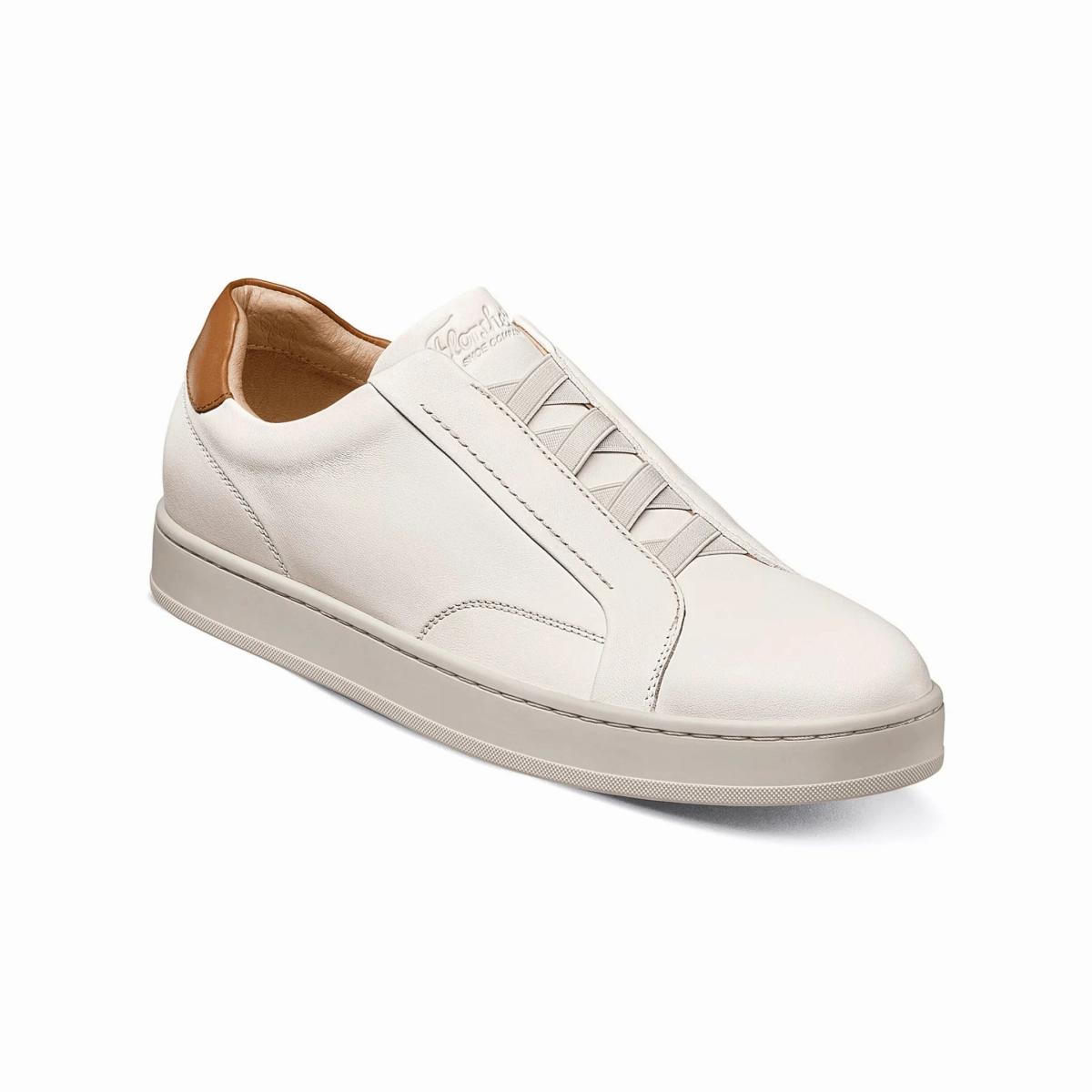 Florsheim Men's Monopoli Elastic Lace Off-White/Cognac No Lace