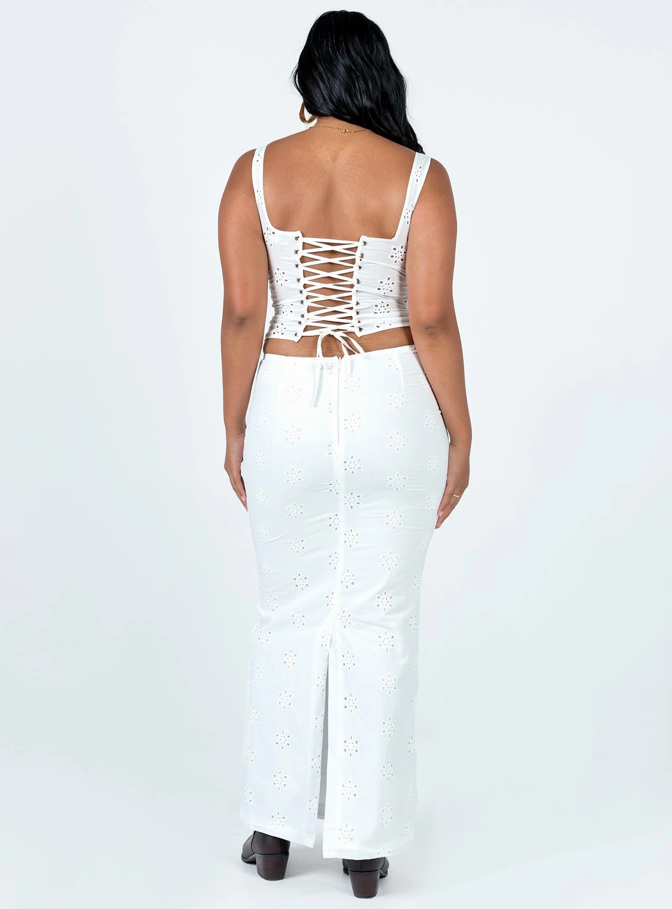 Flowerfields Maxi Skirt Ivory Laidback Style Geometric Print
