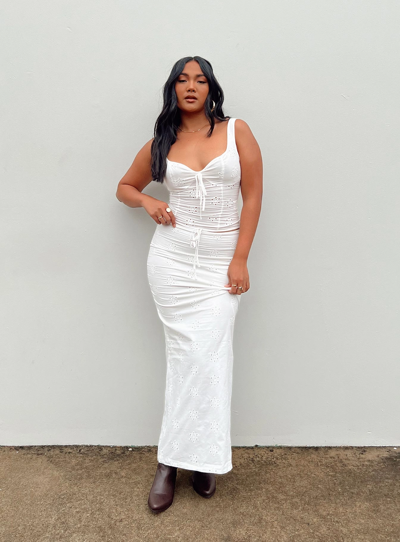 Flowerfields Maxi Skirt Ivory Design Detail