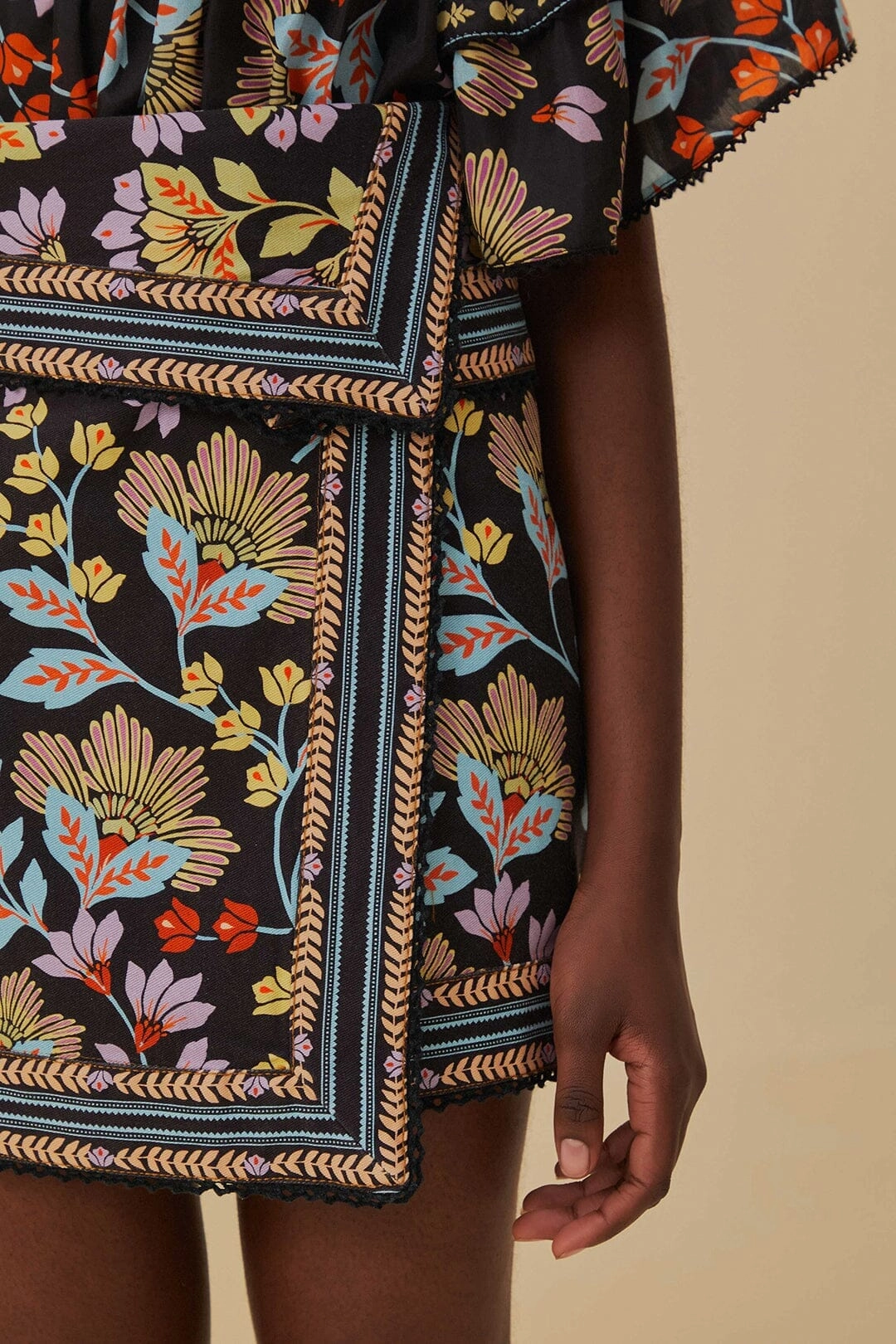 Limited Quantity Flowery Black Mini Skirt